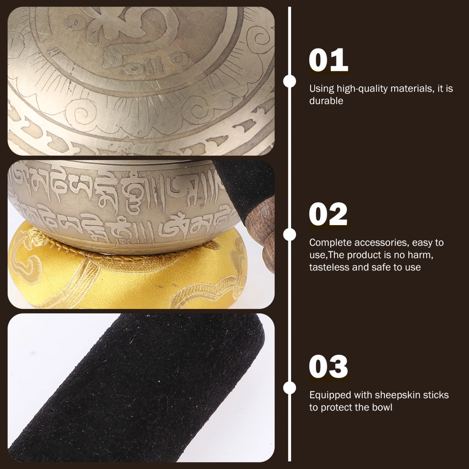 1 Set Singing Bowl with Striker and Cushion Spiritual Bowl for Meditation