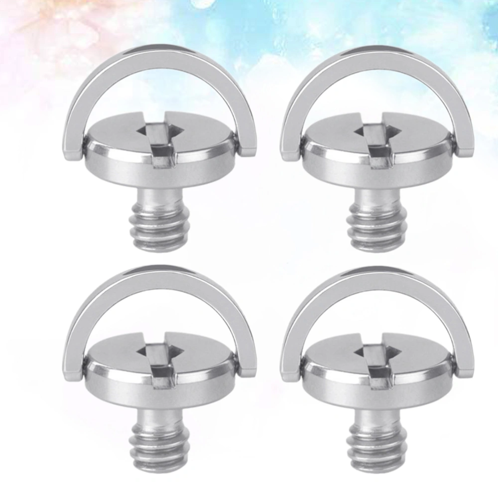 4Pcs Camera Handle Quick Release Screws D Buckle Eyebolt Iron Plated Hexagon Socket Screws for Tripod Monopod Plate Camera Screws (Silver)