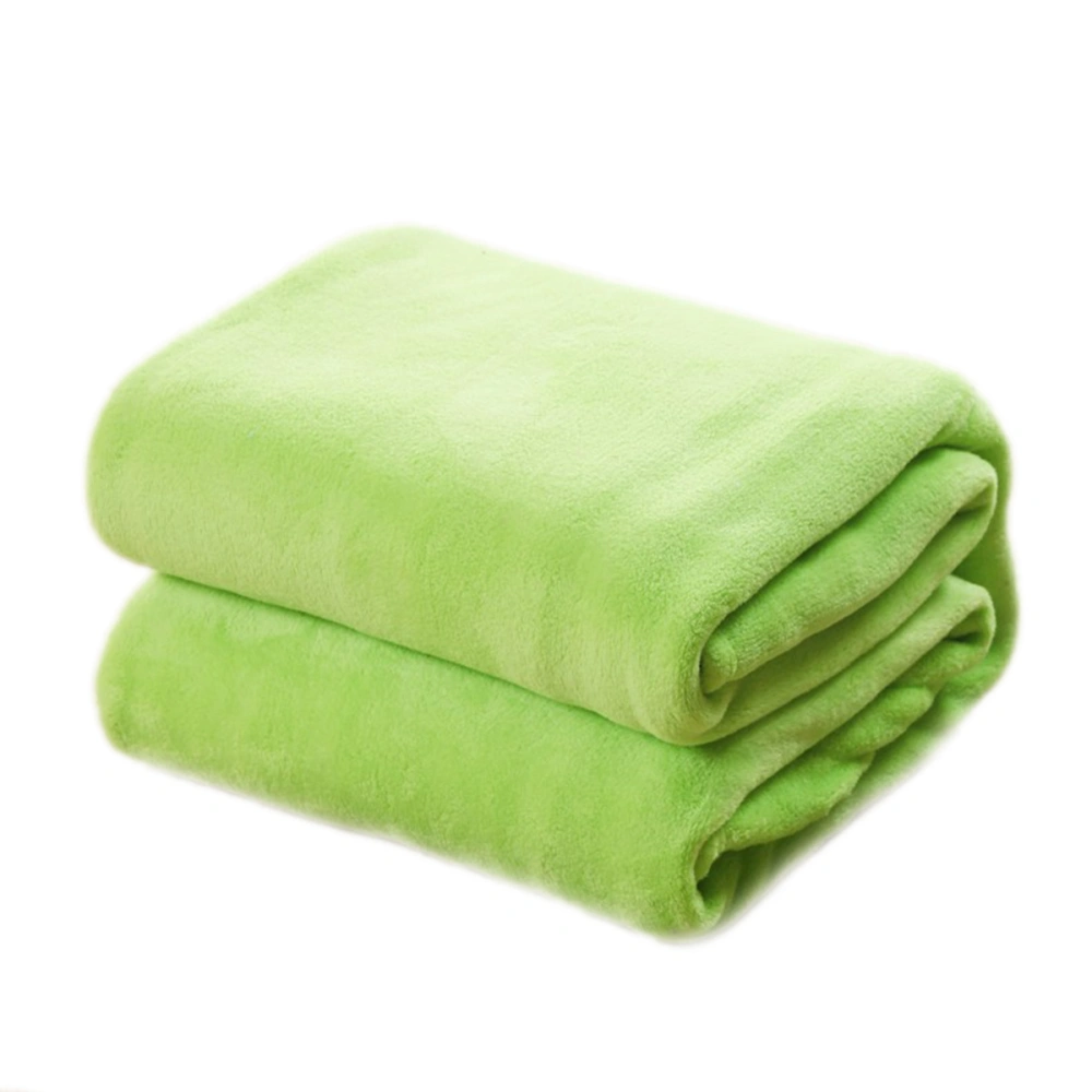 Pure Color Flannel Fleece Blanket Couch Solid Color Bed Blanket Sheet(Green)