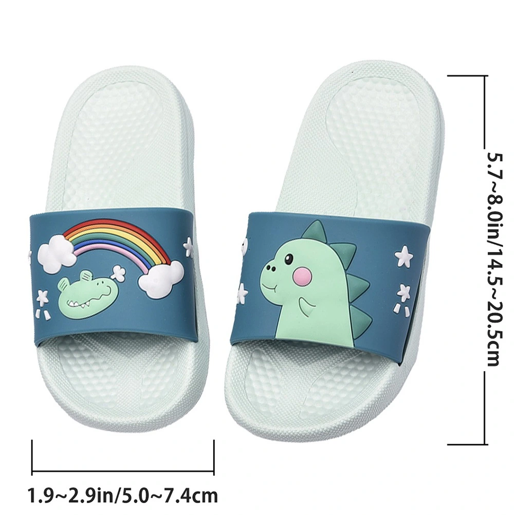 1 Pair of Kids Slippers Cartoon Dinosaur Lovely Anti-slip Summer Slippers Children Footwear - Size 22/23 9.5US 9UK 26.5EU (Light Green)