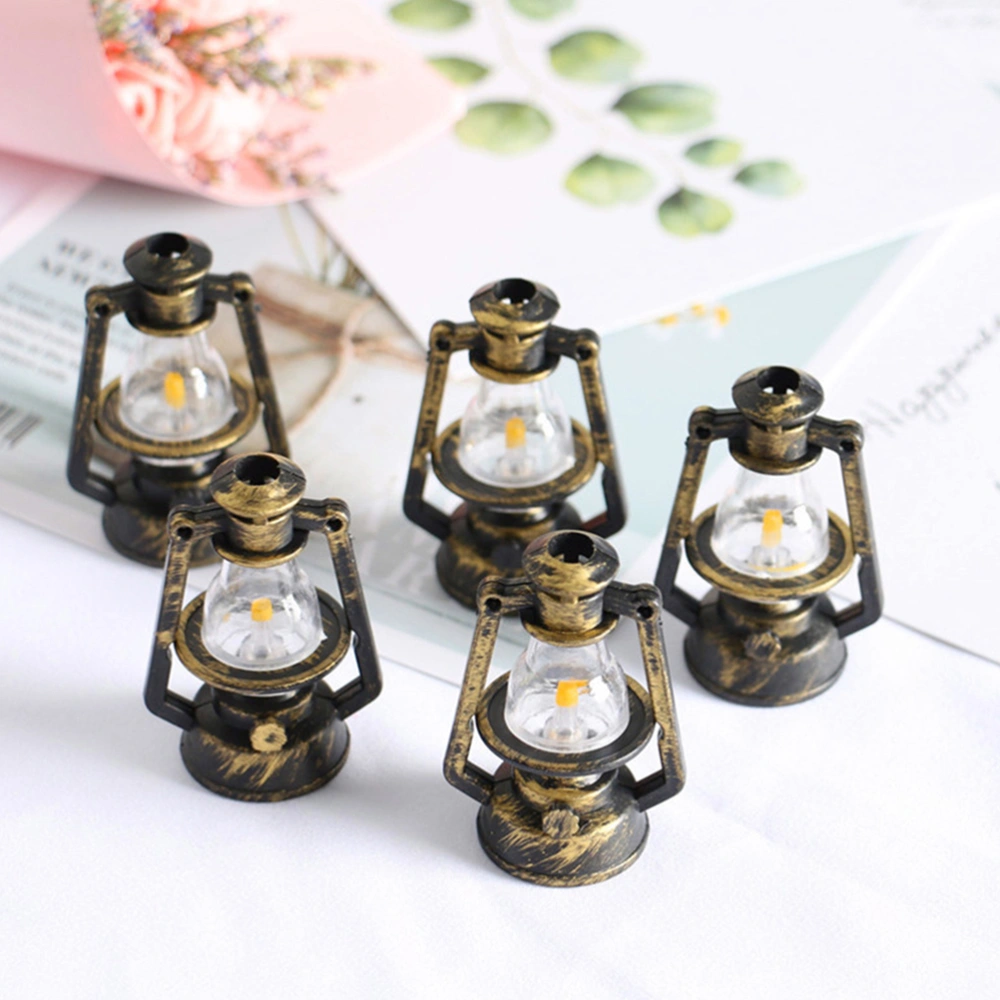 5pcs Kerosene Lamp Model Decor Miniature Kerosene Lamp Ornament Photo Prop