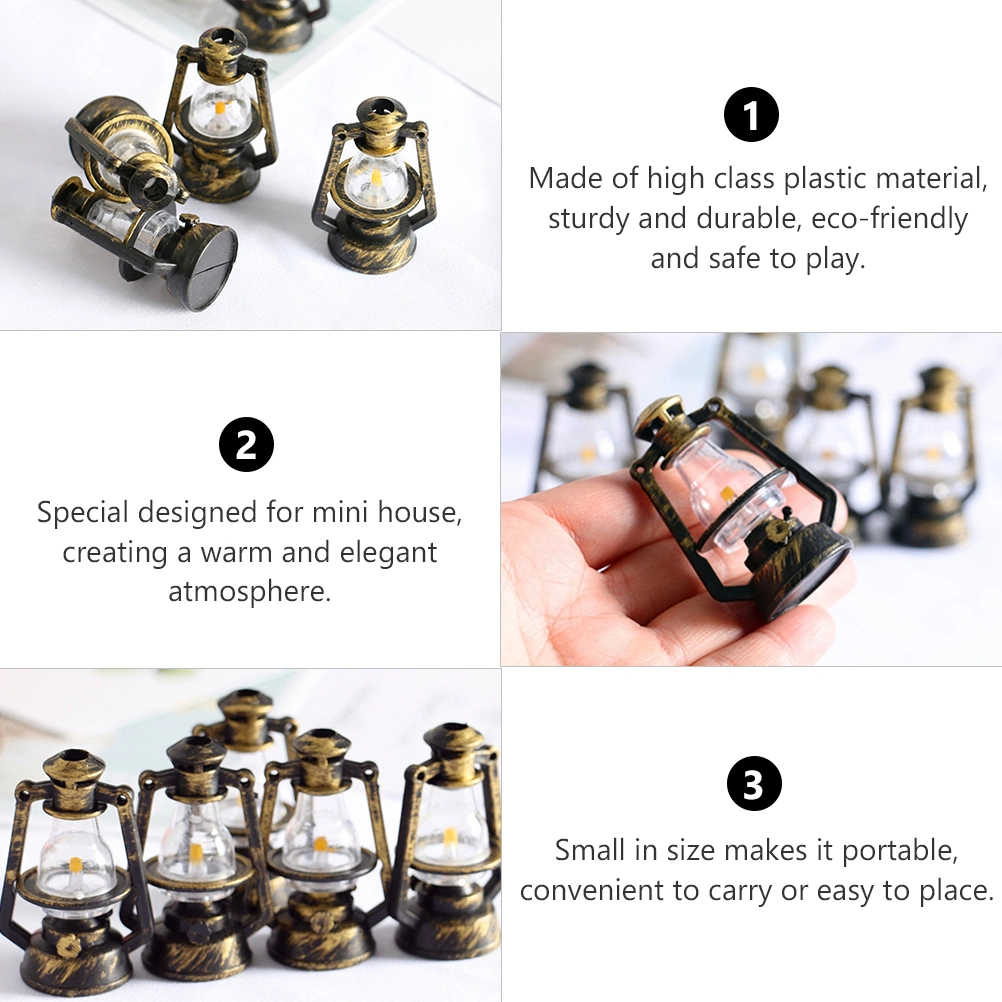 5pcs Kerosene Lamp Model Decor Miniature Kerosene Lamp Ornament Photo Prop