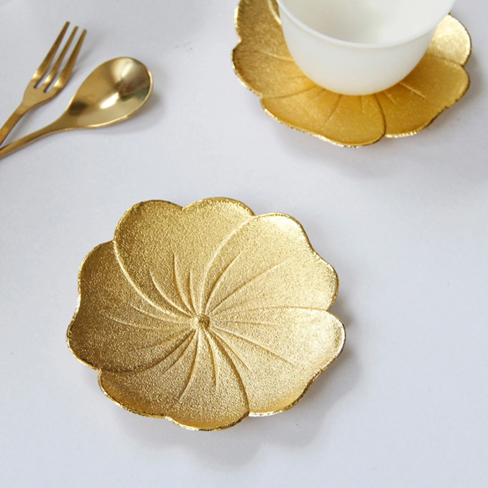 Tea Cup Holder Lotus-leaf Design Teacup Stand Decorative Teacup Coaster Copper Alloy Tea Cup Mat