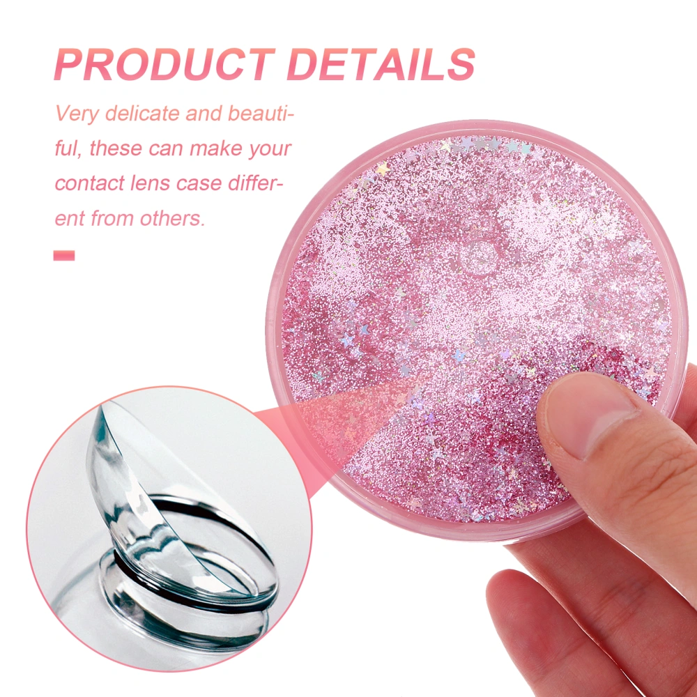 1 Set Glitter Quicksand Lens Box with Mirror Creative Lens Case