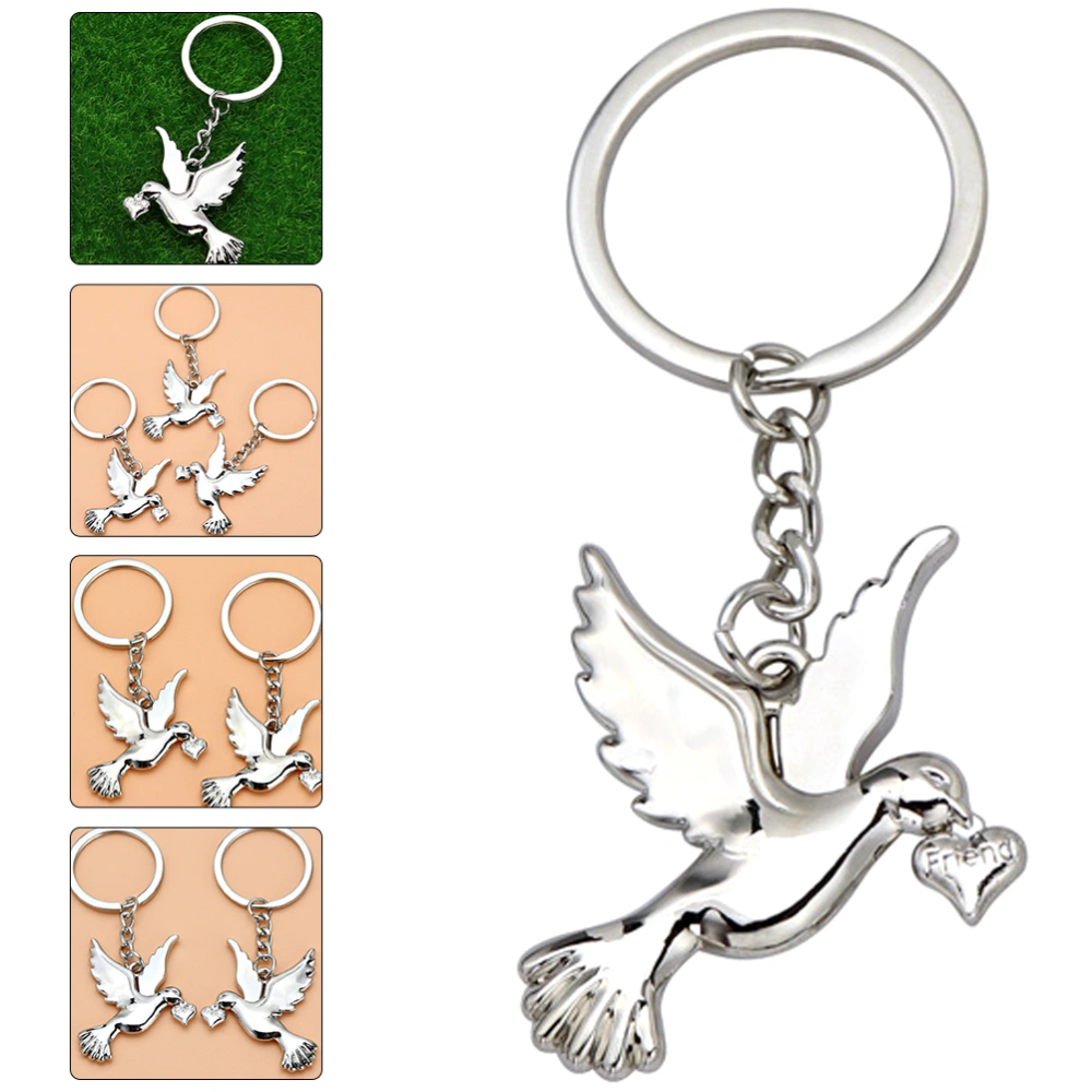 3pcs Metal Dove Shaped Keychains Decorative Keychain Gift Simple Style Key Rings