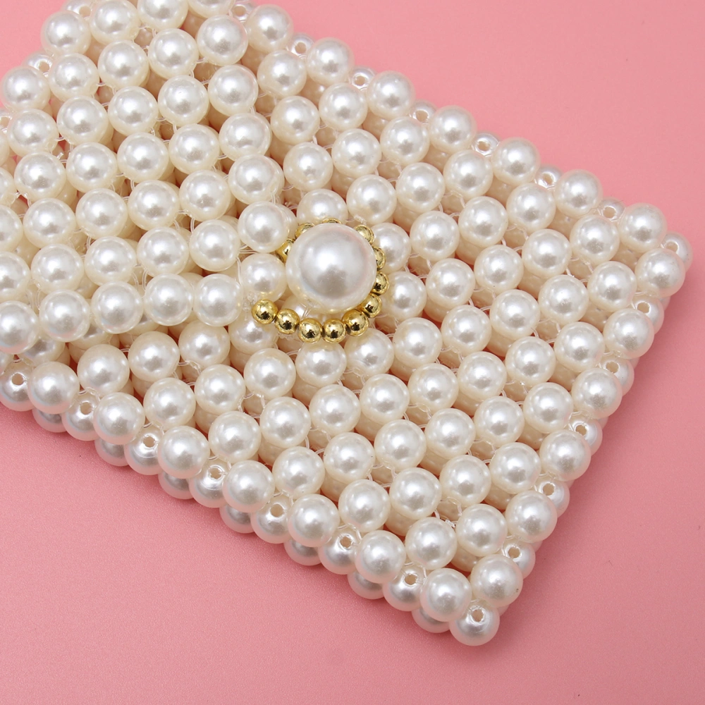 Elegant Pearls Beaded Mini Bag Cross Body Handbag Shoulder Bag with Pearl Strape for Women Girl Lady