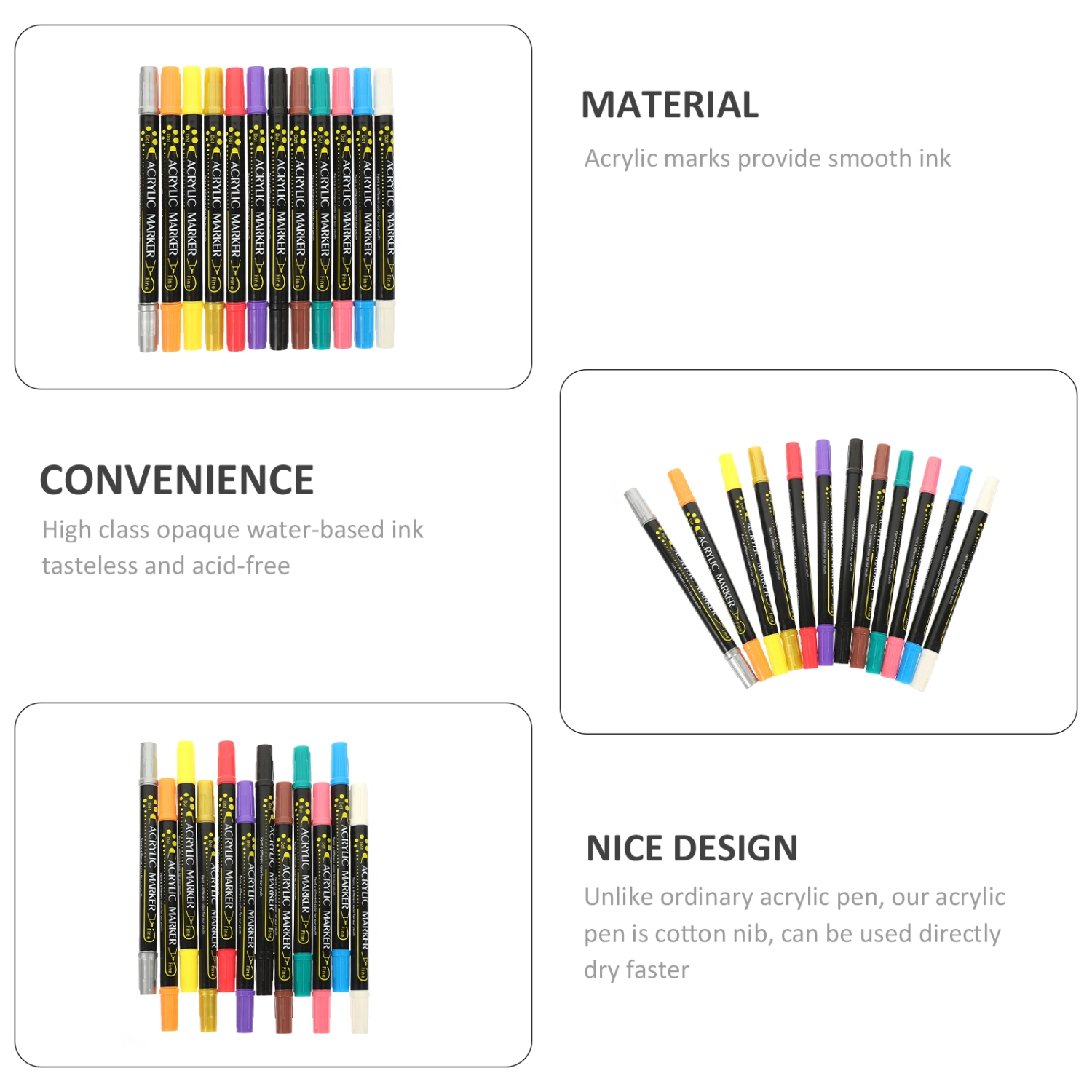 12pcs Multi-function Paint Markers Convenient Marker Pens Portable Paint Pens Draw Supply