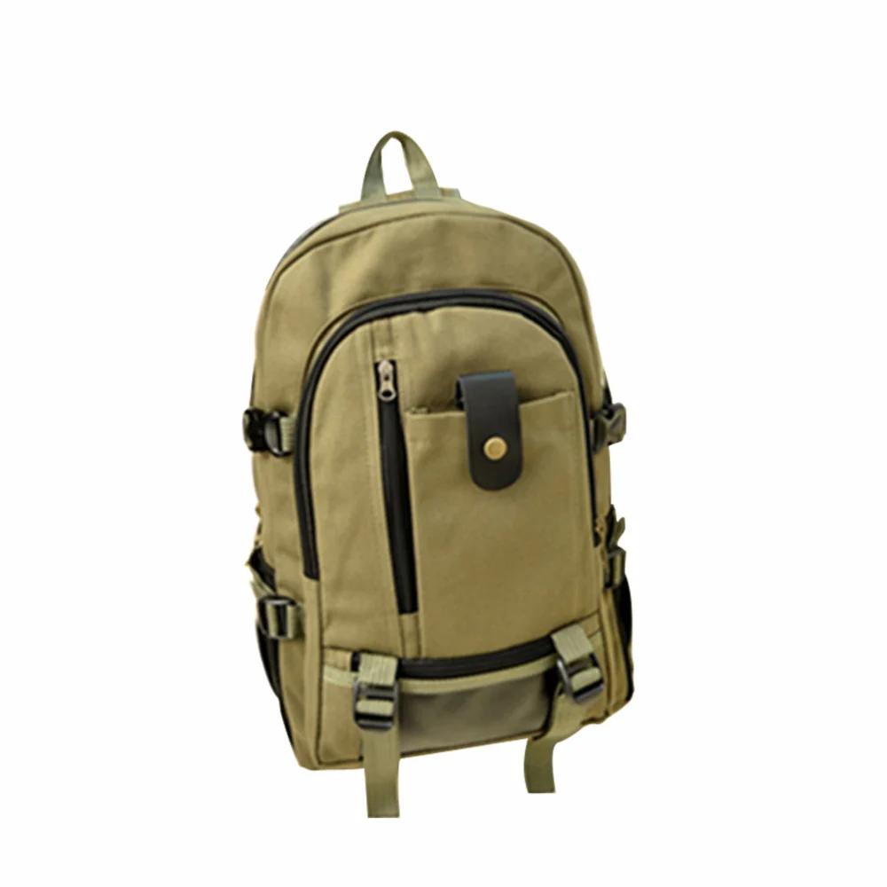 Green Rucksack Large Capacity Canvas Backpack Travel Casual Canvas Satchel Durable Backpack Multifunction Student School Bag