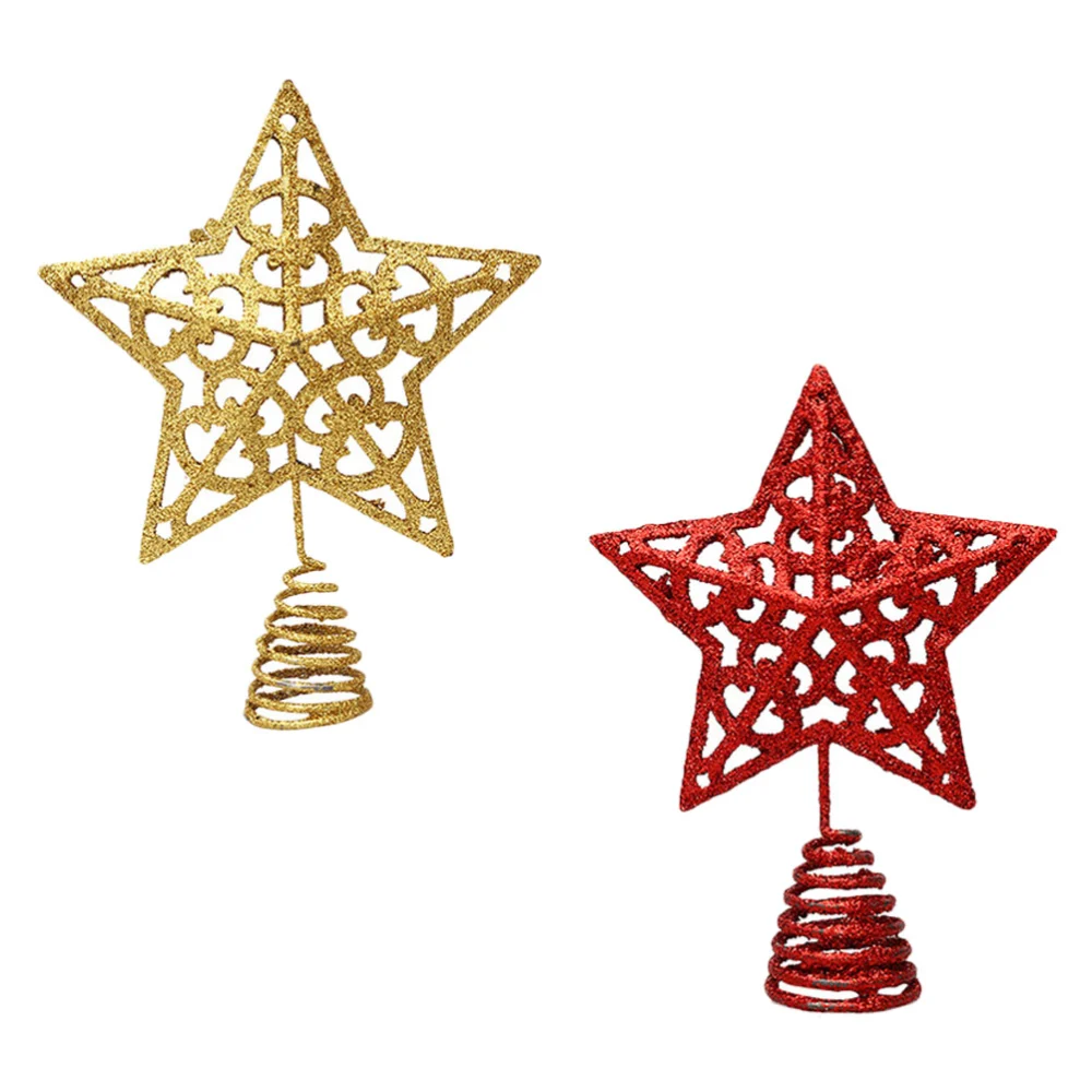 2Pcs Pentagram Christmas Tree Star Iron Art Ornament Festival Party Prop