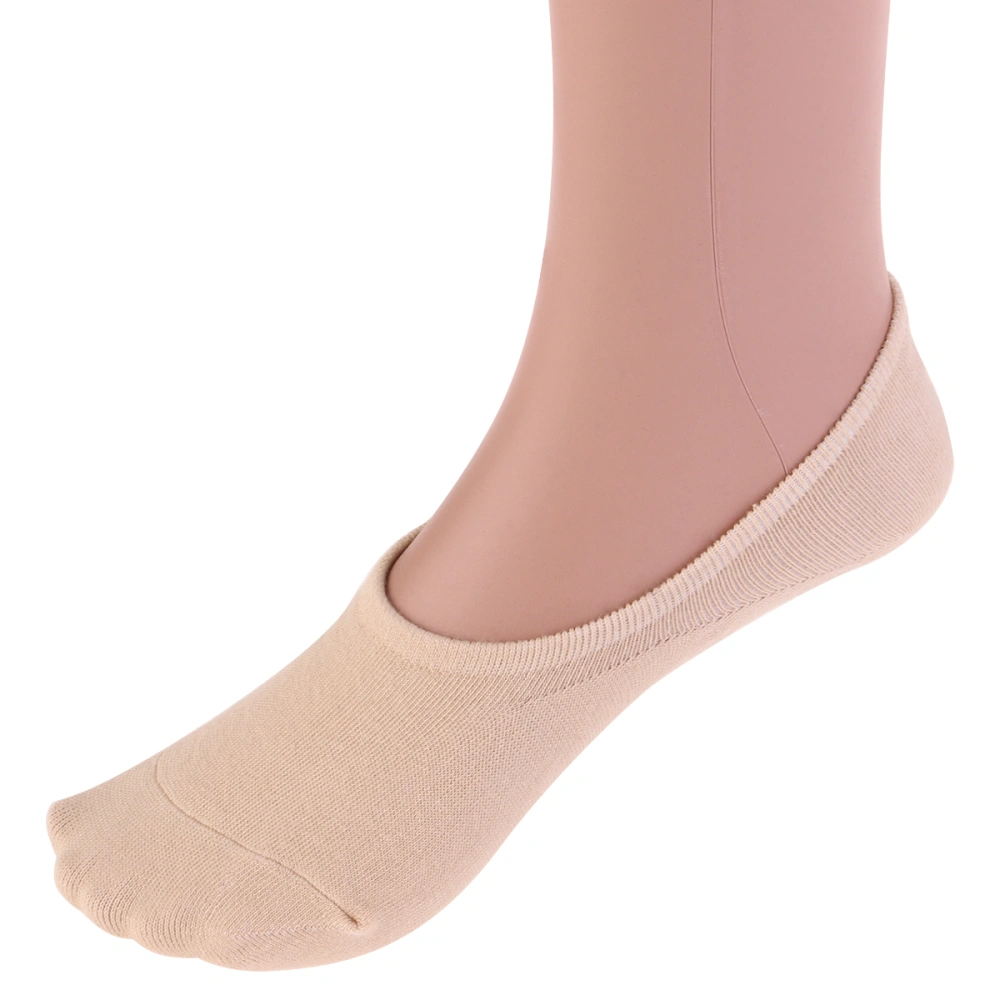 4 Pair Women's Low Cut Cotton Socks with Silicone Back No Show Invisible Anti-Skid Socks (Skin-color)