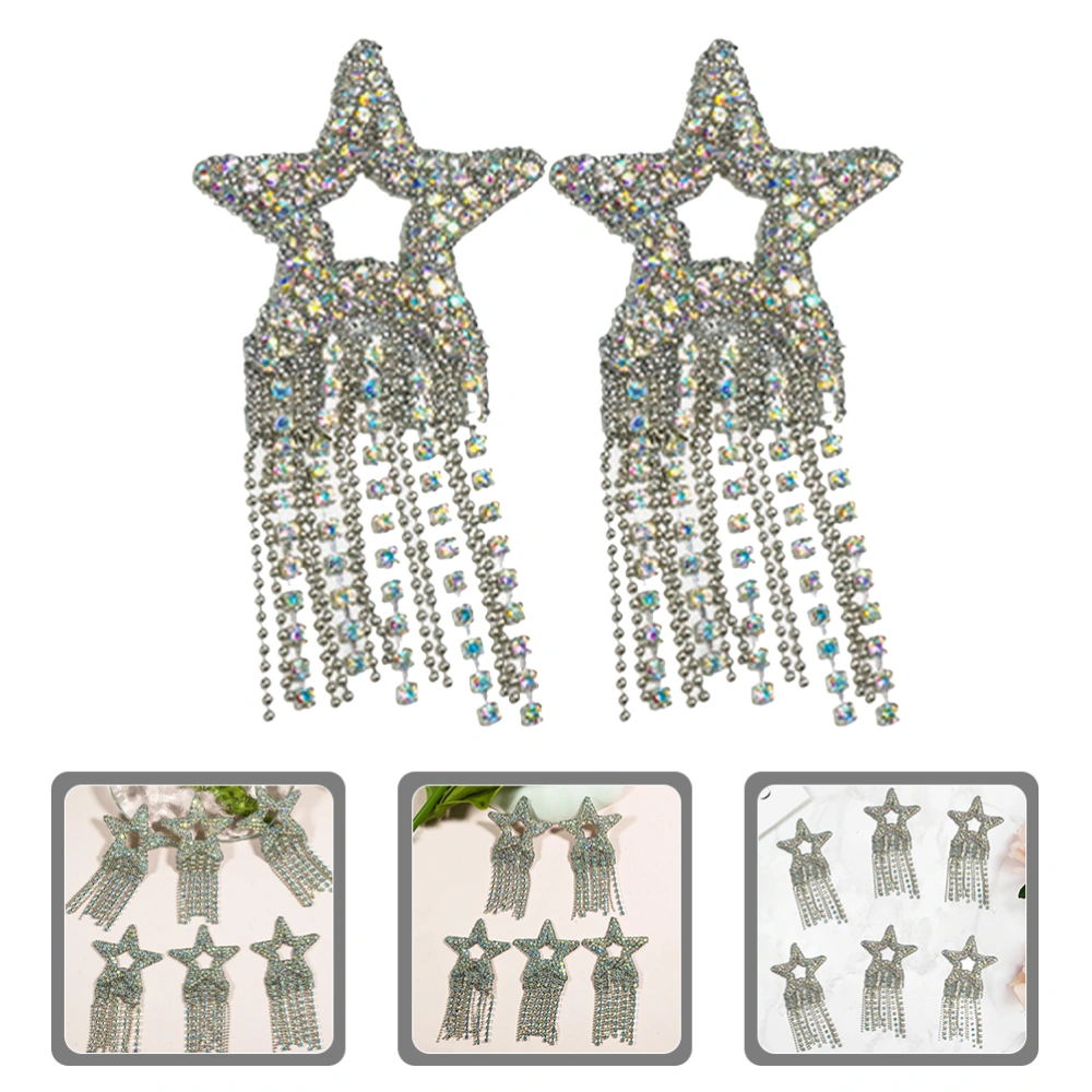 2pcs Glitter Star Shaped Patch Clothing Rhinestone Iron On Patch Diy Bag Decoration Accessory