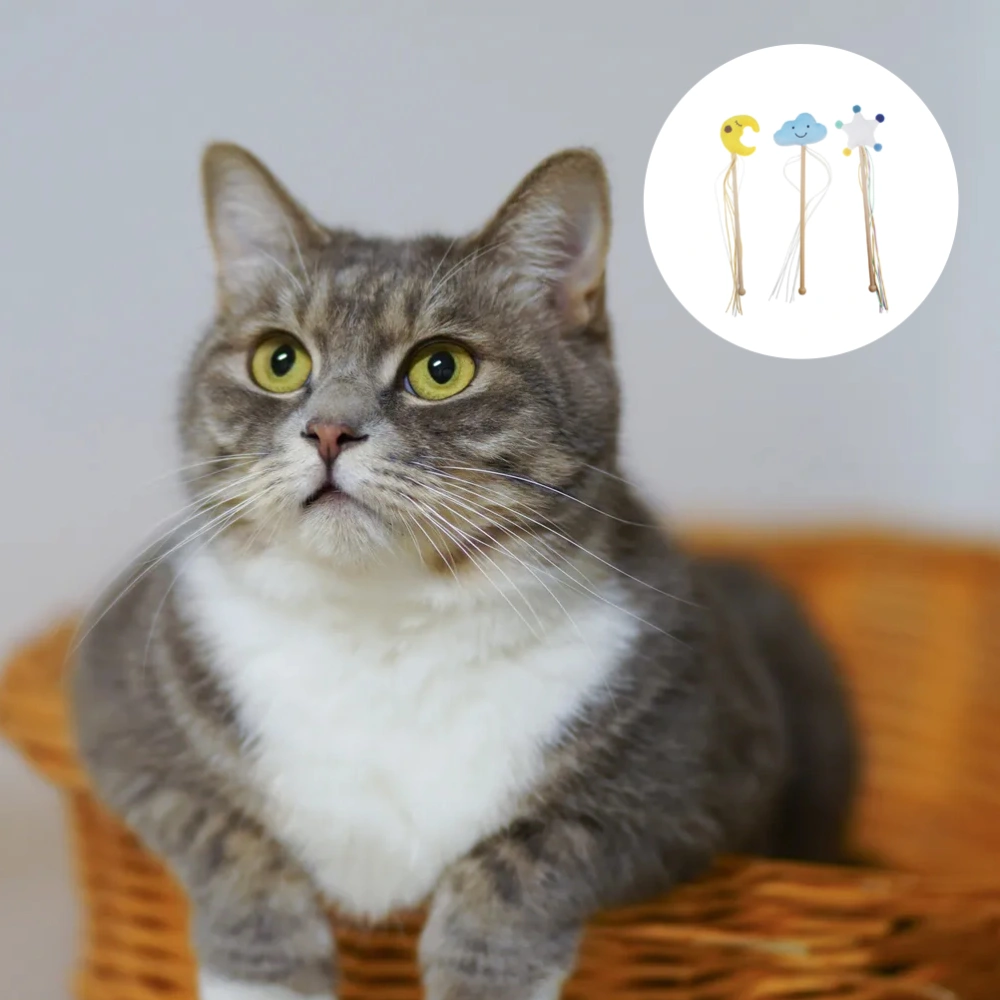 3Pcs Interactive Pet Cats Toy Teaser Stick Teeth Grinding Cleaning for Kitten