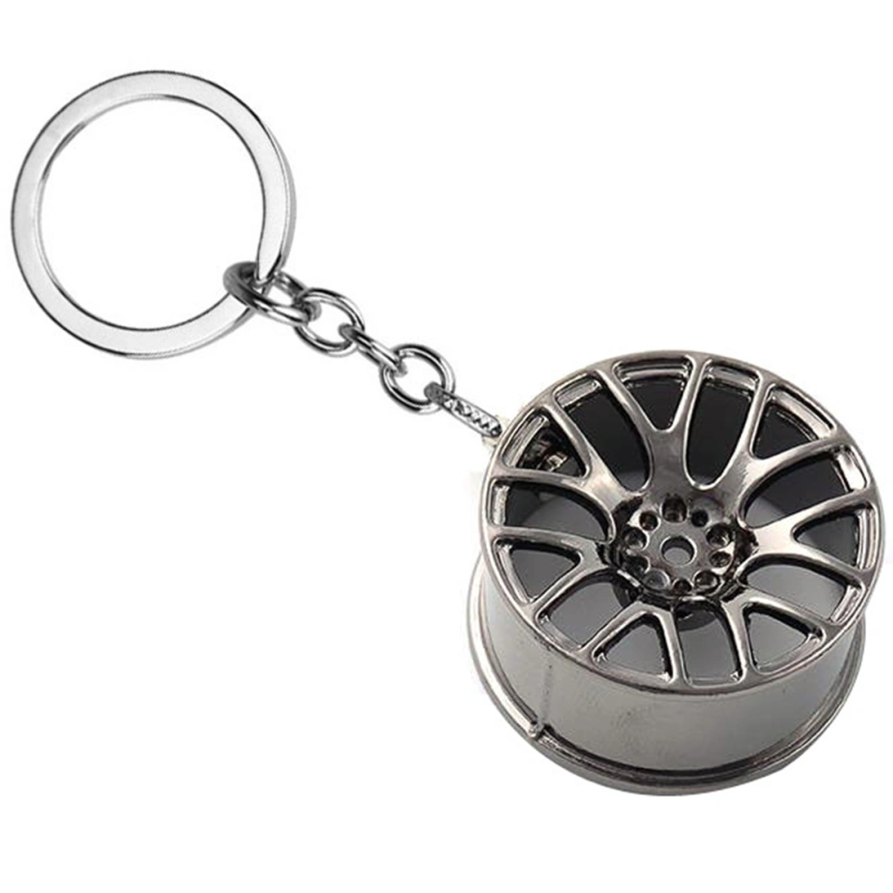 Auto Tire Key Chain Key Ring Auto Wheel Rim Keychain Keyfob Car Accessories (Gun Black)