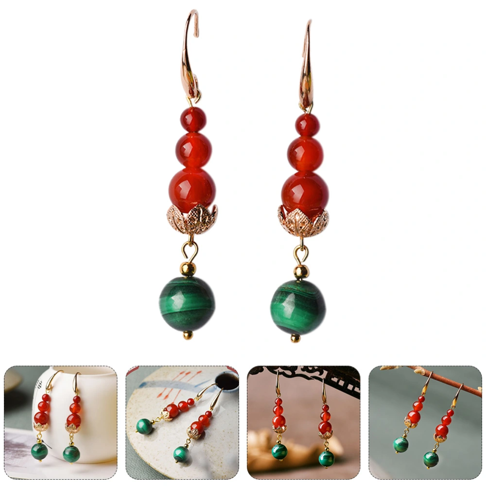 1 Pair National Style Earrings Retro Style Earrings Women Long Pendant Earrings