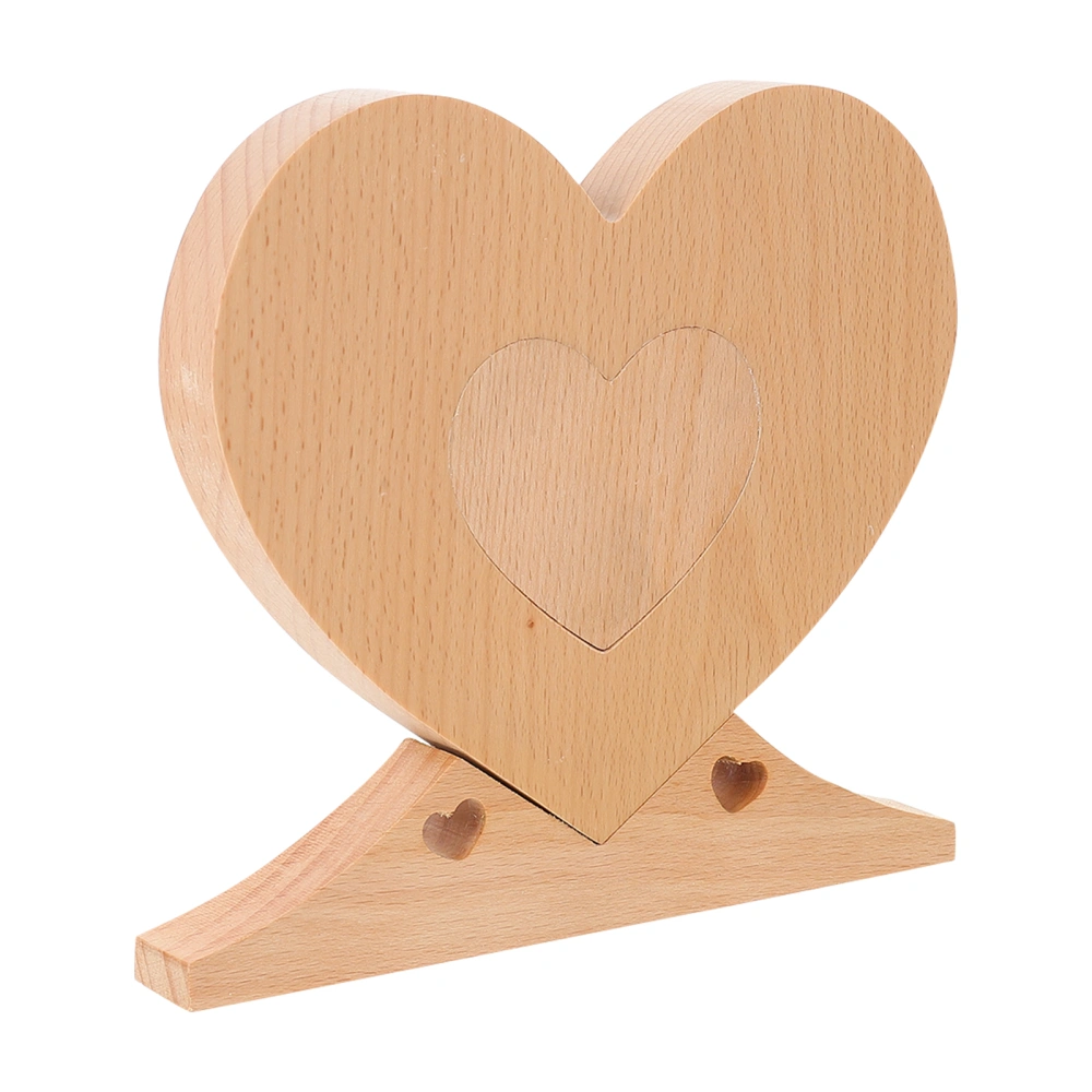 1pc Wood Craft Heart Decor Desktop Ornament Valentine's Day Desktop Decor