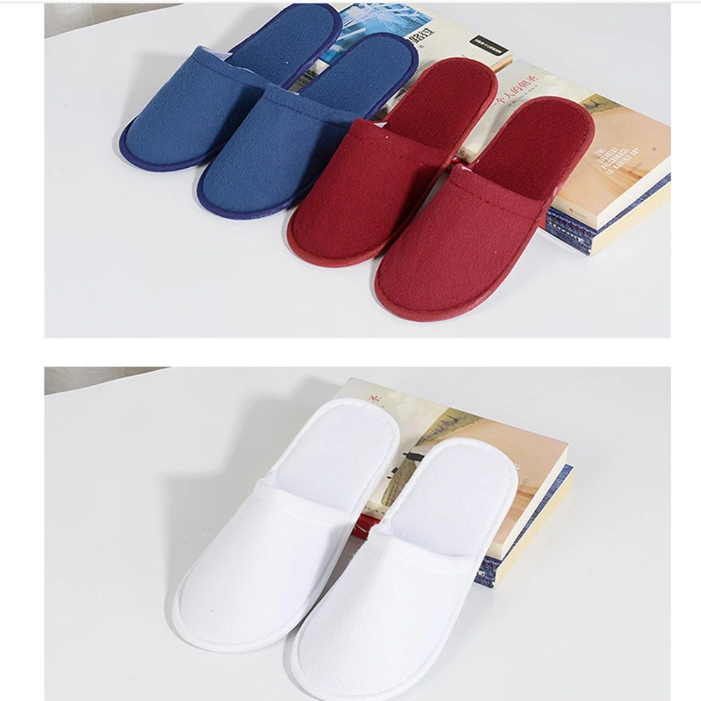 1 Pair Disposable Terry Fabric Slippers Comfortable Indoor Slippers for Home Hotel Size 43 (Red)