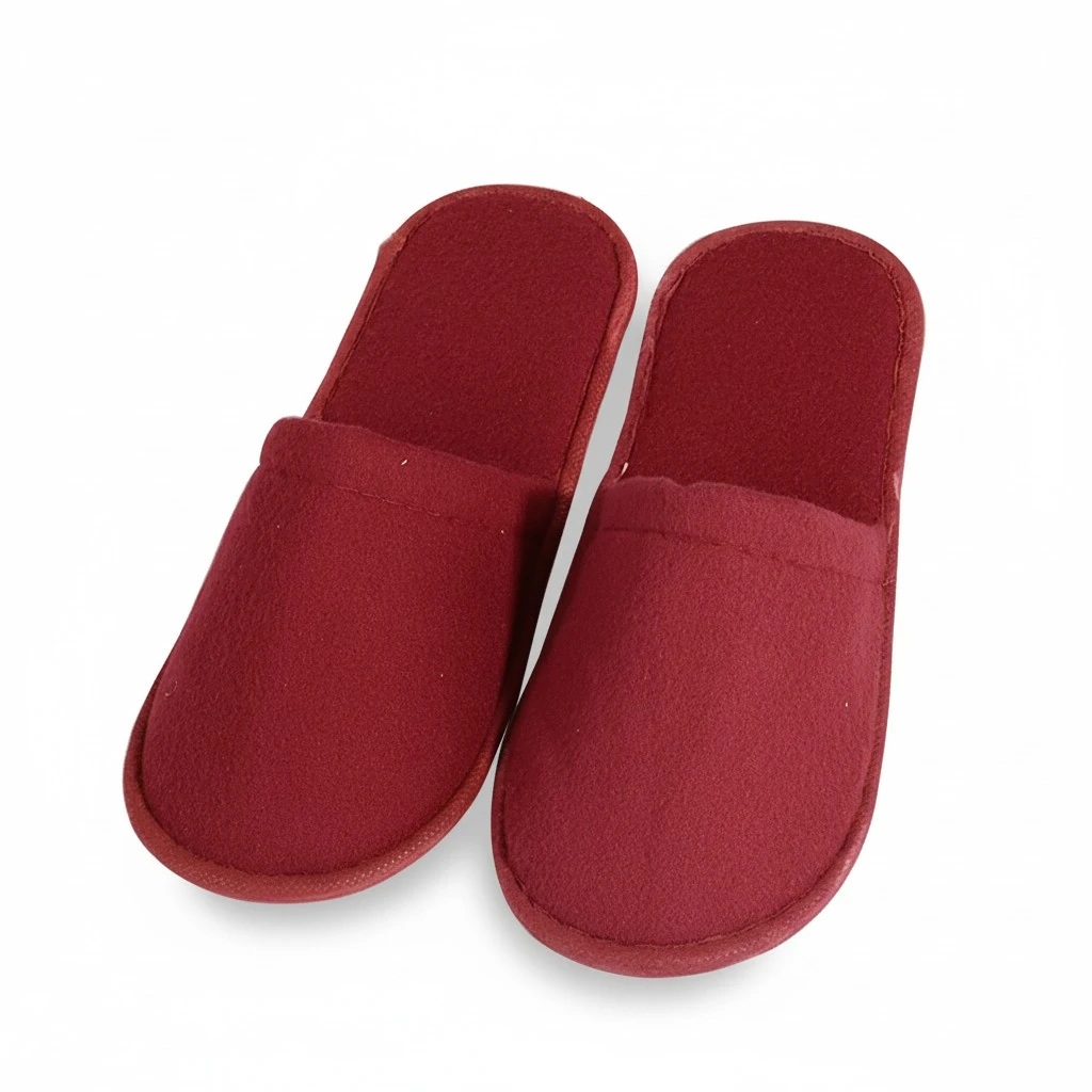 1 Pair Disposable Terry Fabric Slippers Comfortable Indoor Slippers for Home Hotel Size 43 (Red)
