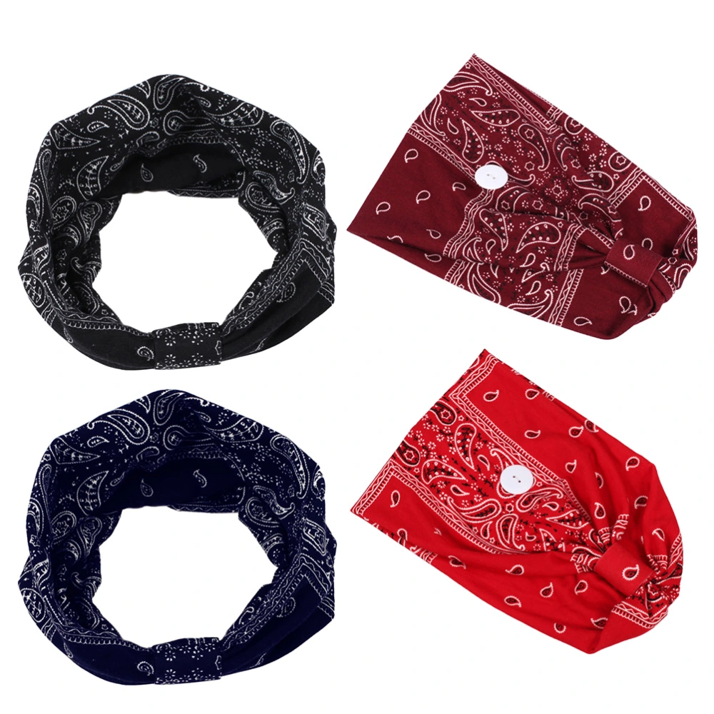 4pcs Hair Scarf Headband with Buttons for Face Mask Head Bands Hair Accessories