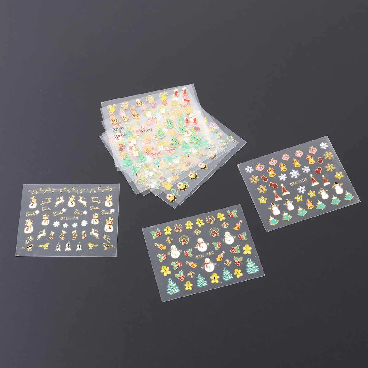 12pcs Christmas Nail Decals 3D Nail Stickers Snowflakes Snowmen Santa Decal Manicure Decoration Nails Accessories