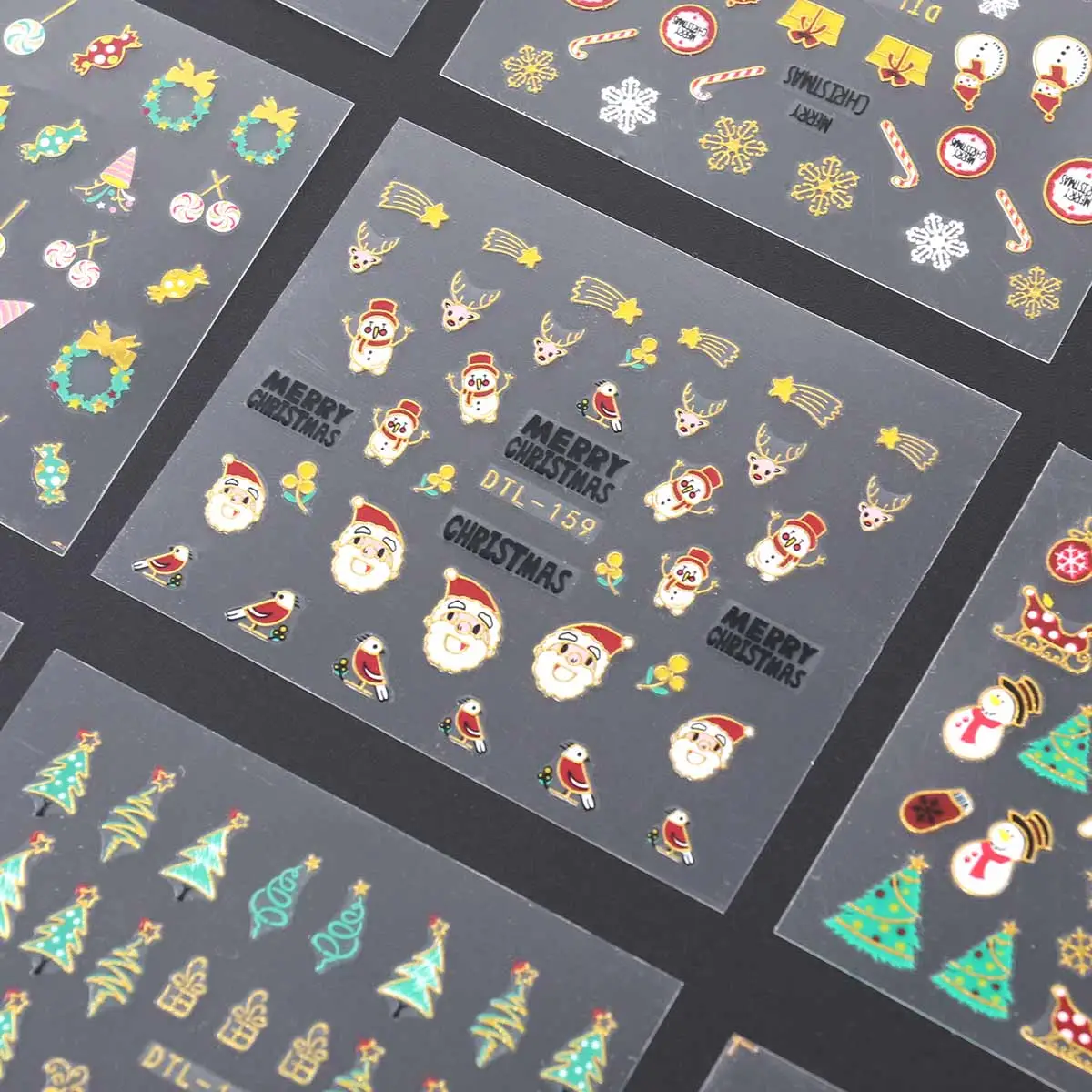 12pcs Christmas Nail Decals 3D Nail Stickers Snowflakes Snowmen Santa Decal Manicure Decoration Nails Accessories