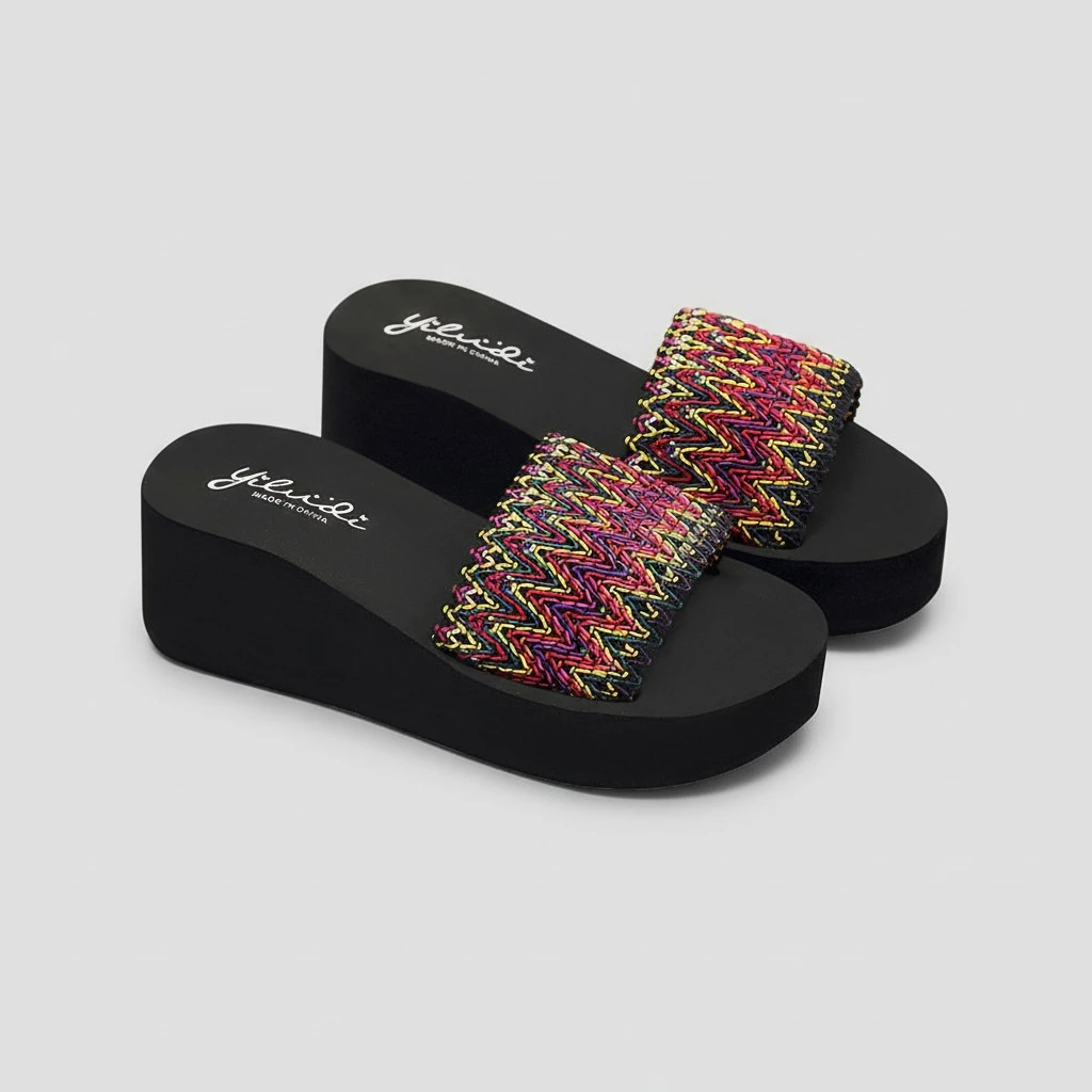 1 Pair Lady Thick Sole Slippers Summer Ethnic Style Leisure Sandals(37)