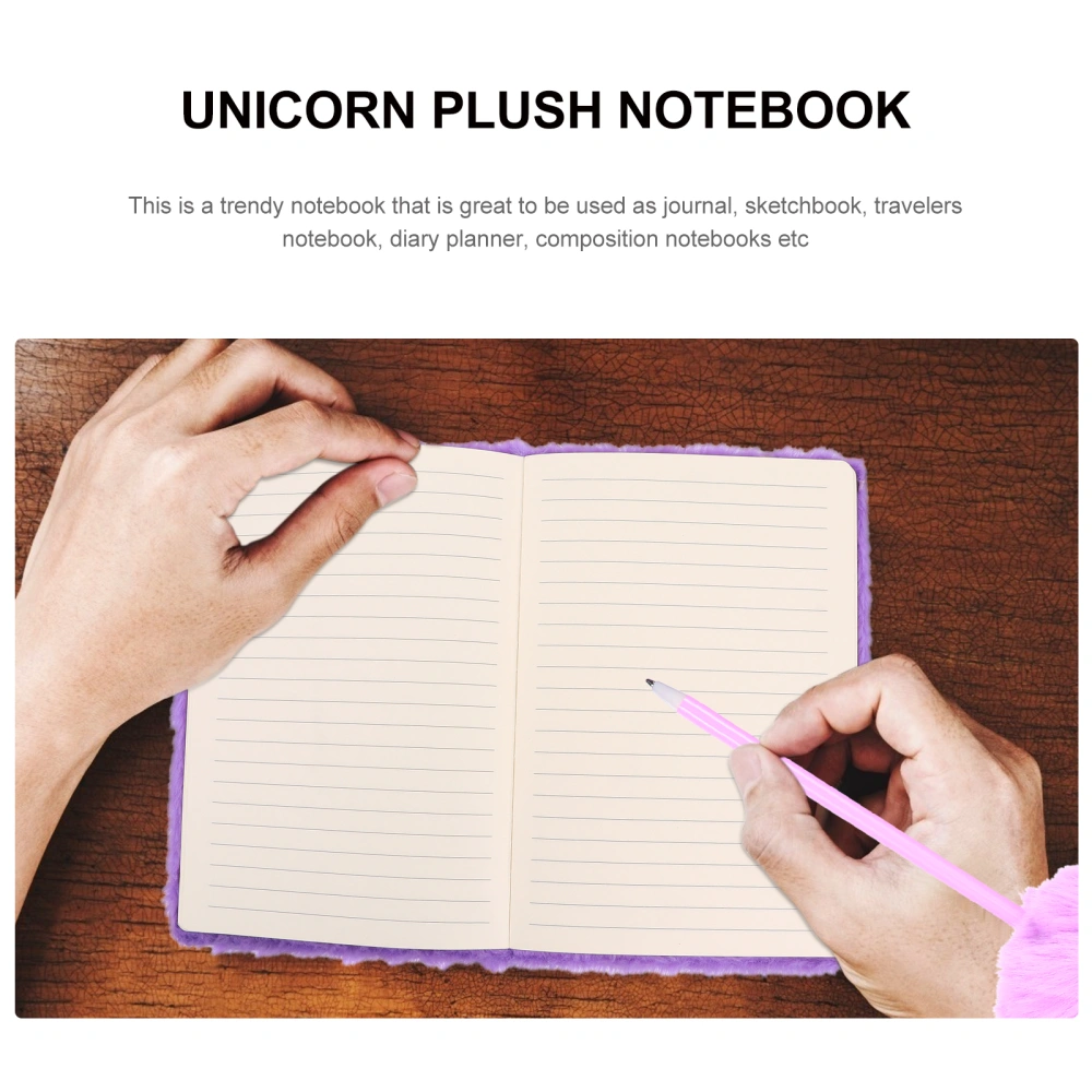 2pcs Lovely Unicorn Plush Pen Stationery Diary Plush Notebook Gift Students Gift