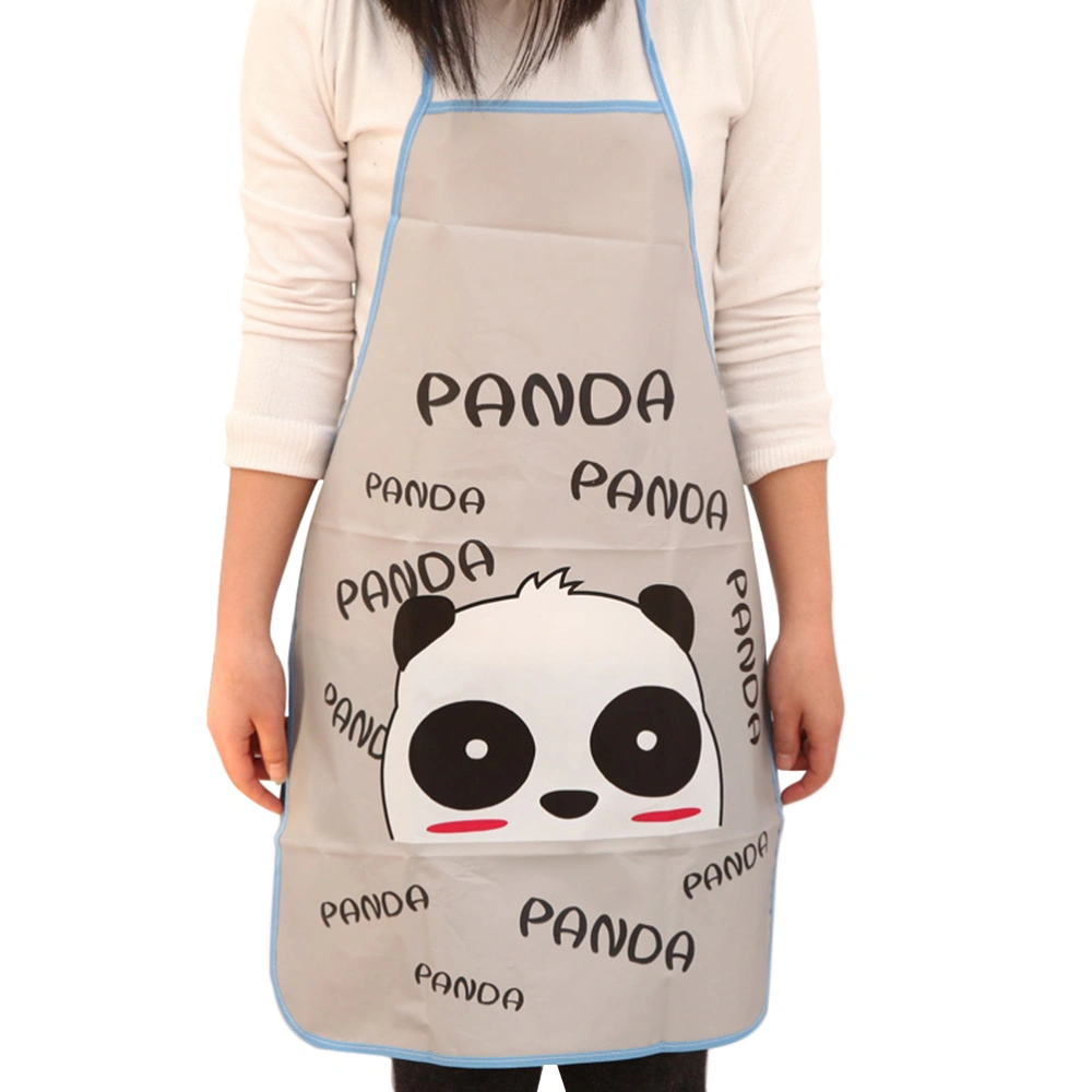 Patterned Waterproof Apron Shoulder Strap Apron Grease-proof Loose Cooking Apron(Panda)