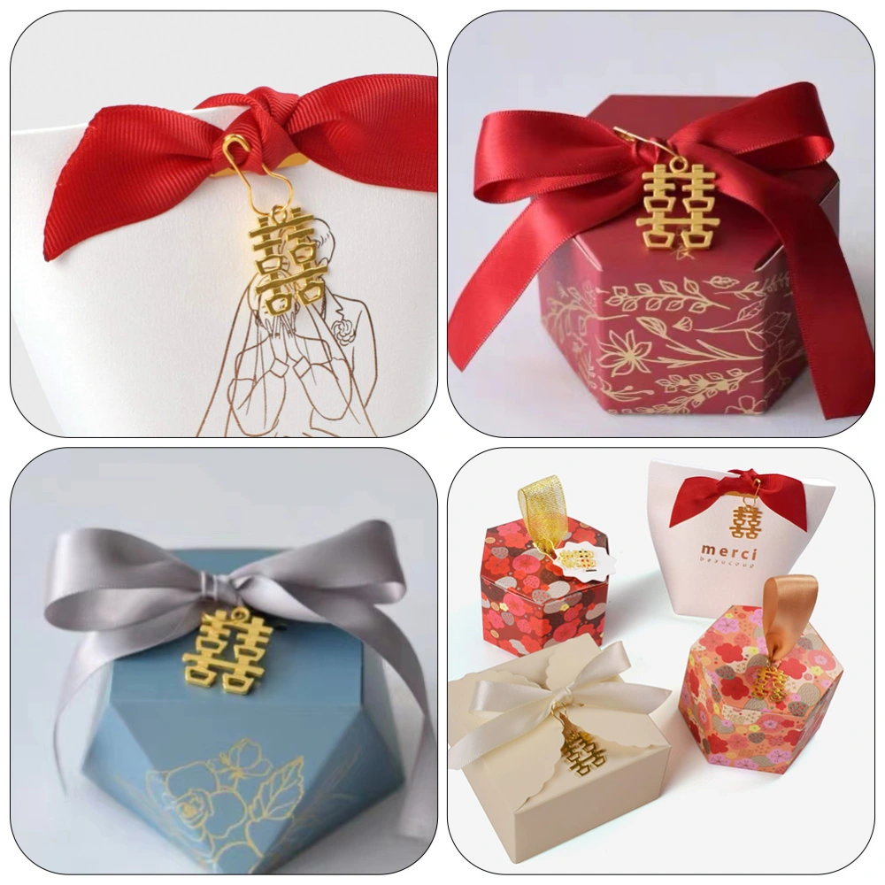 100pcs Wedding Candy Box Ornaments Double Xi Character Candy Bag Pendants