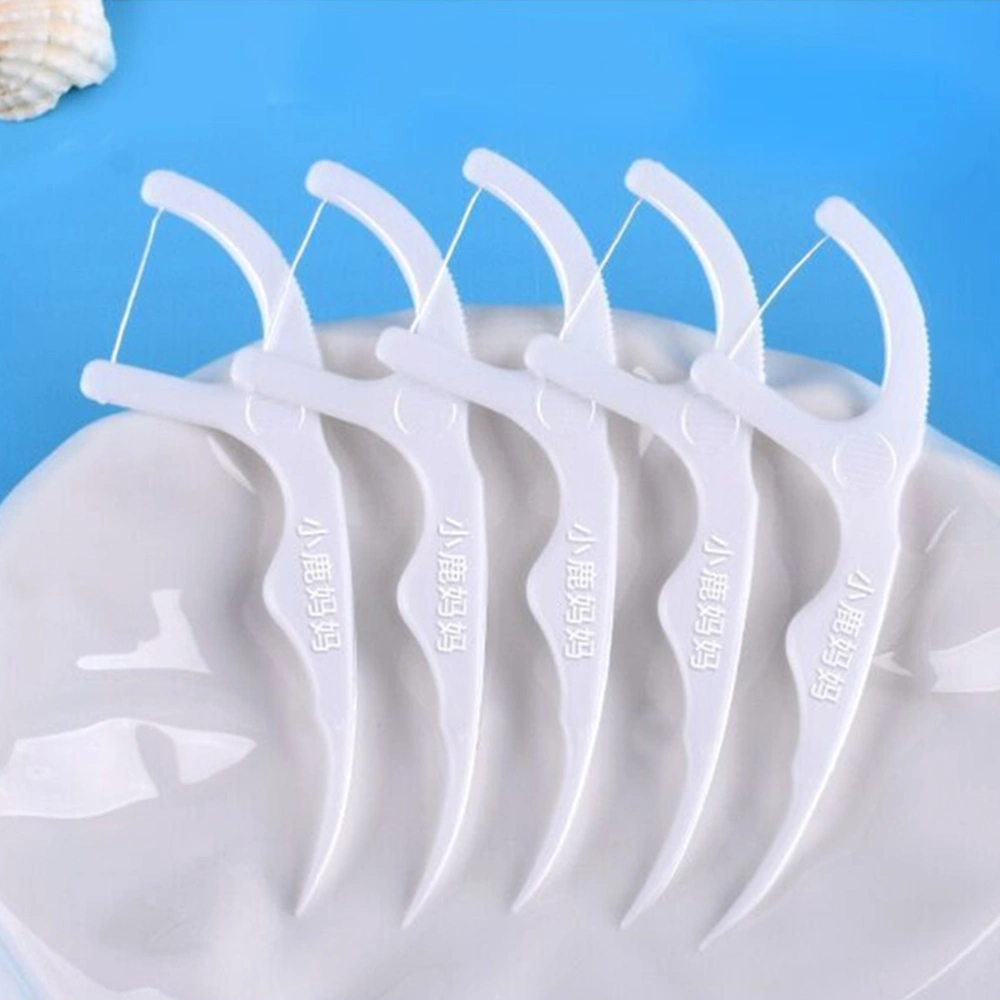 50pcs Dental Care Cleaner Plastic Toothpick Nylon Wire Floss Stick Portable Between Teeth Cleaning Tools Set for Kids Adults