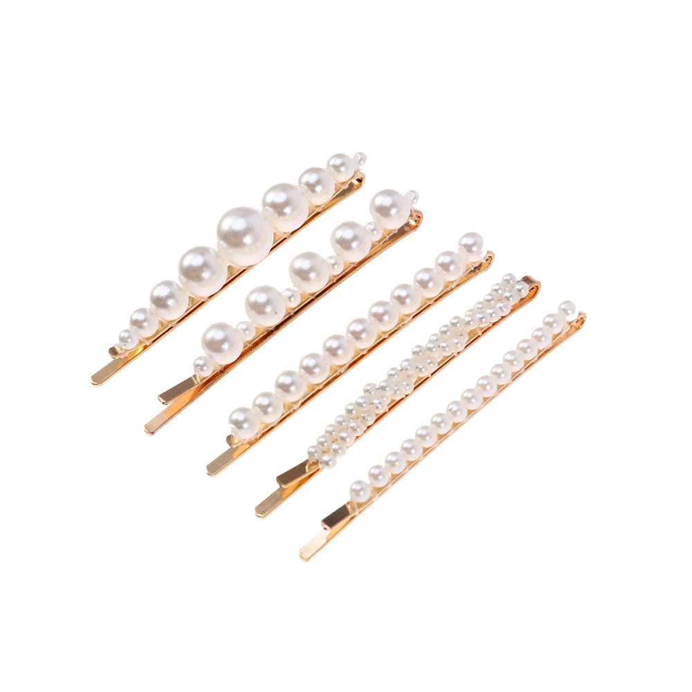 5PCS Per Set Women's Pearl Hair Clip Set Practical Decoration Use Hair Clip Set