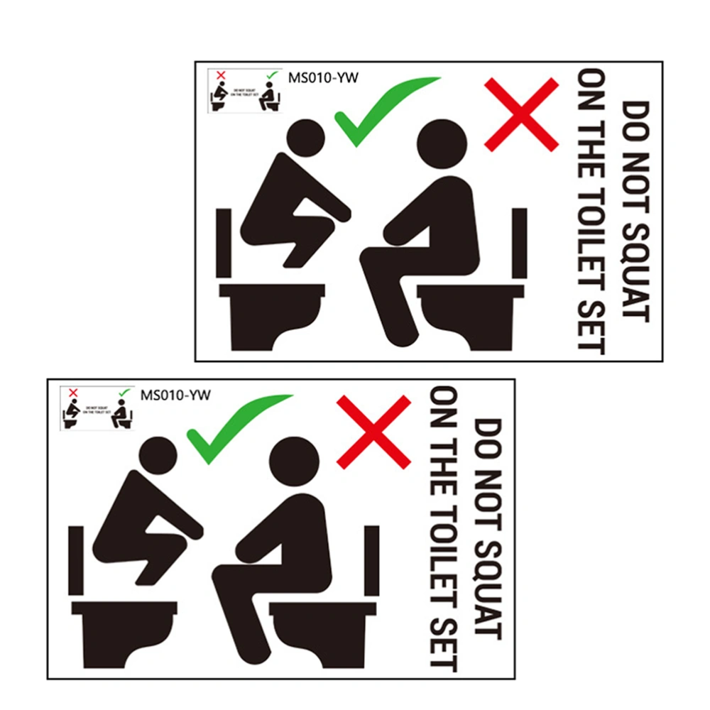 2 Sheets Warning Sign Toilet Seat Lid Stickers Bathroom Warning Decals