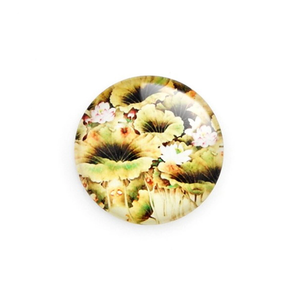 20Pcs Summer Lotus Refrigerator Round Glass Fridge Magnets Stickers Home Party Wall Decoration (Random Pattern)