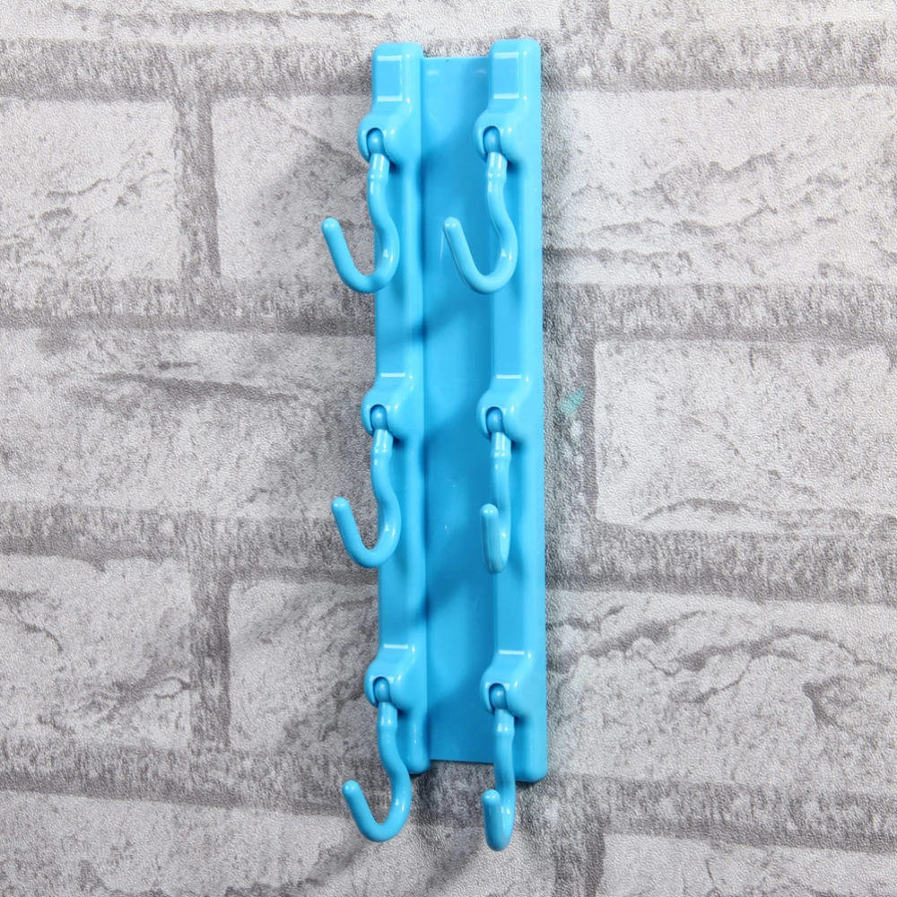 Strong Adhesive Hook Rack with 6 Hooks for Kitchen Tool Hanger (Blue)