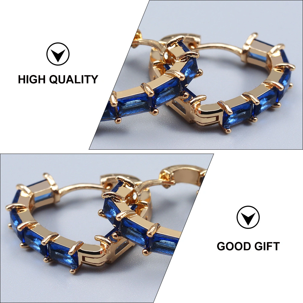 1 Pair Heart Shape Earrings Rhinestone Inlaid Copper Earrings Jewelry for Lady