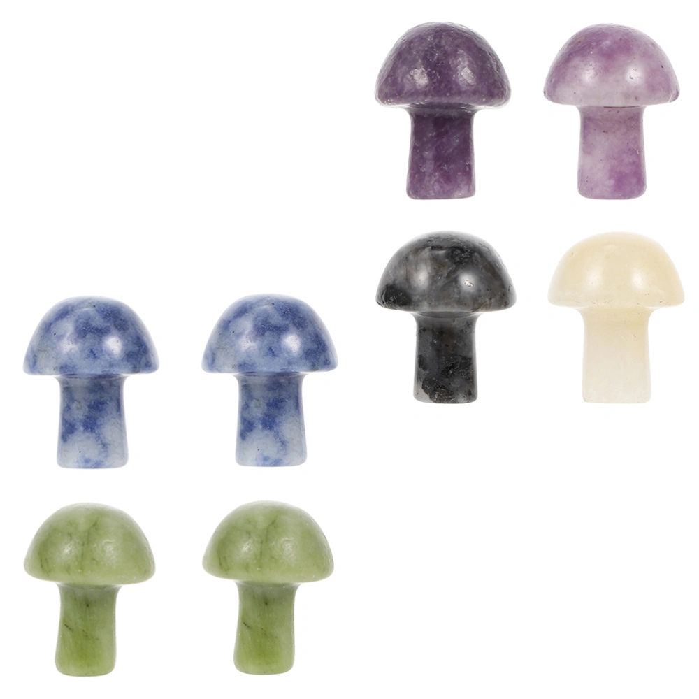 8pcs Mushroom Figurines Gemstone Mushroom Sculptures Flowerpot Mushroom Charms