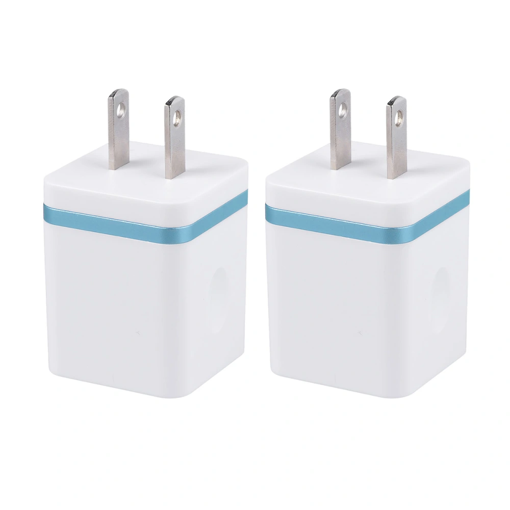 2Pcs USB 5v2a Power Adapter Universal Fast Charging USB Smart Adapter With US Plug Skyblue