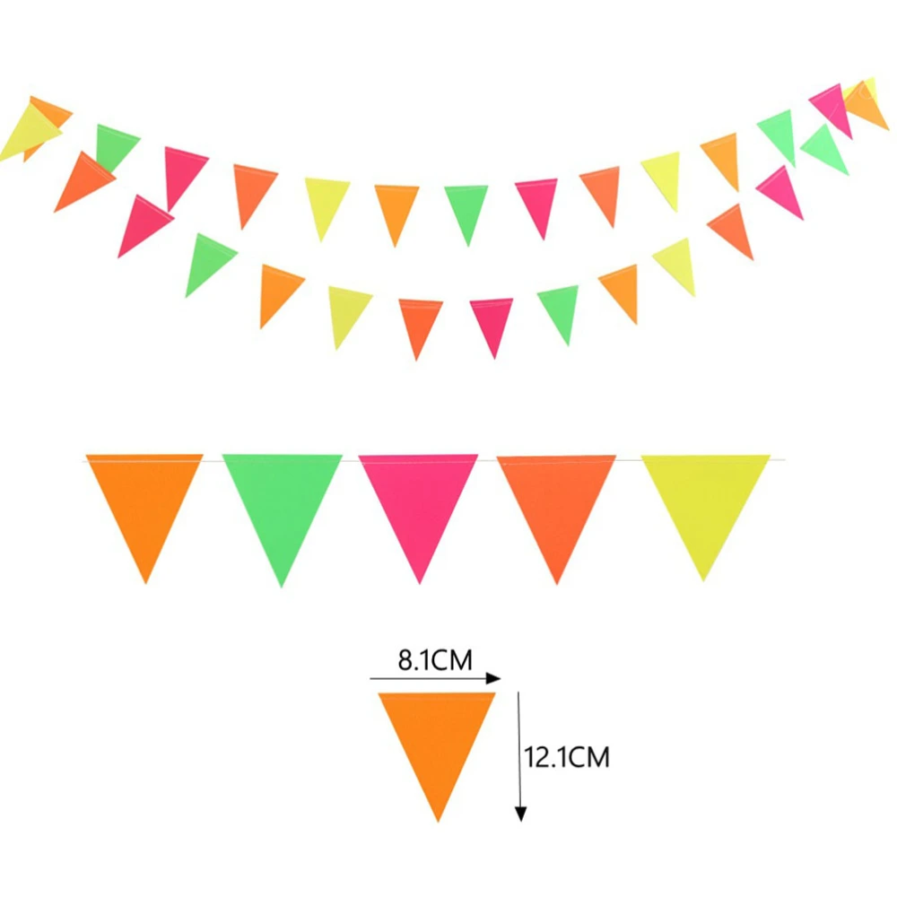 4.4M Colorful Pennant Fluorescence Bunting Party Favors Banner Paper Garland Photo Props Flag Layout Supply Set