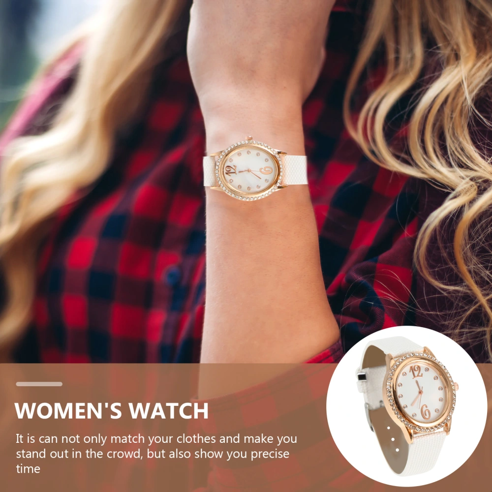 Fashionable Diamond Quartz Wristwatch Oval-Shaped Women's Watches Bracelet