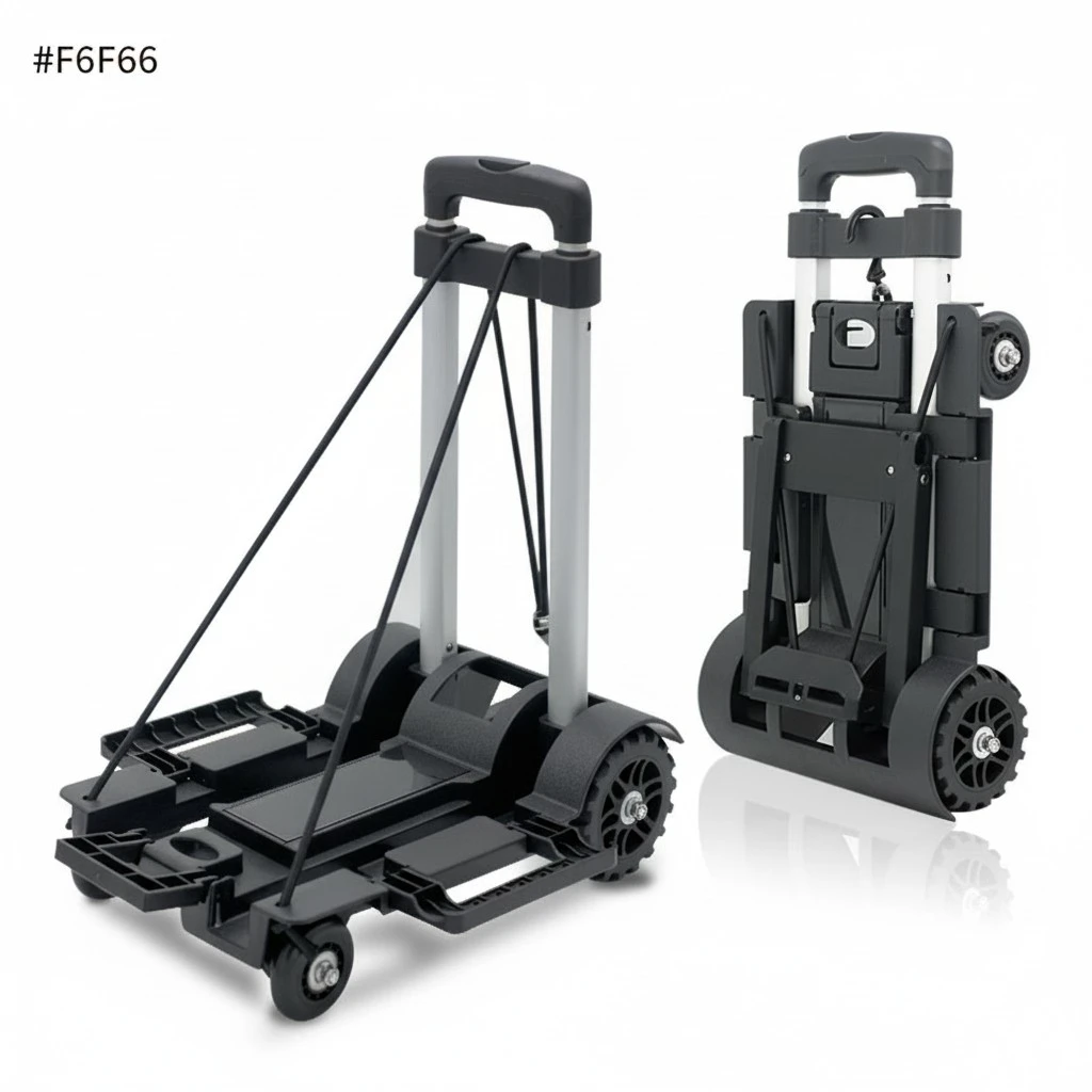 4-wheel Foldable Trolley Collapsible Hand Truck Dolly Folding Trolley Cart for Outdoor Indoor