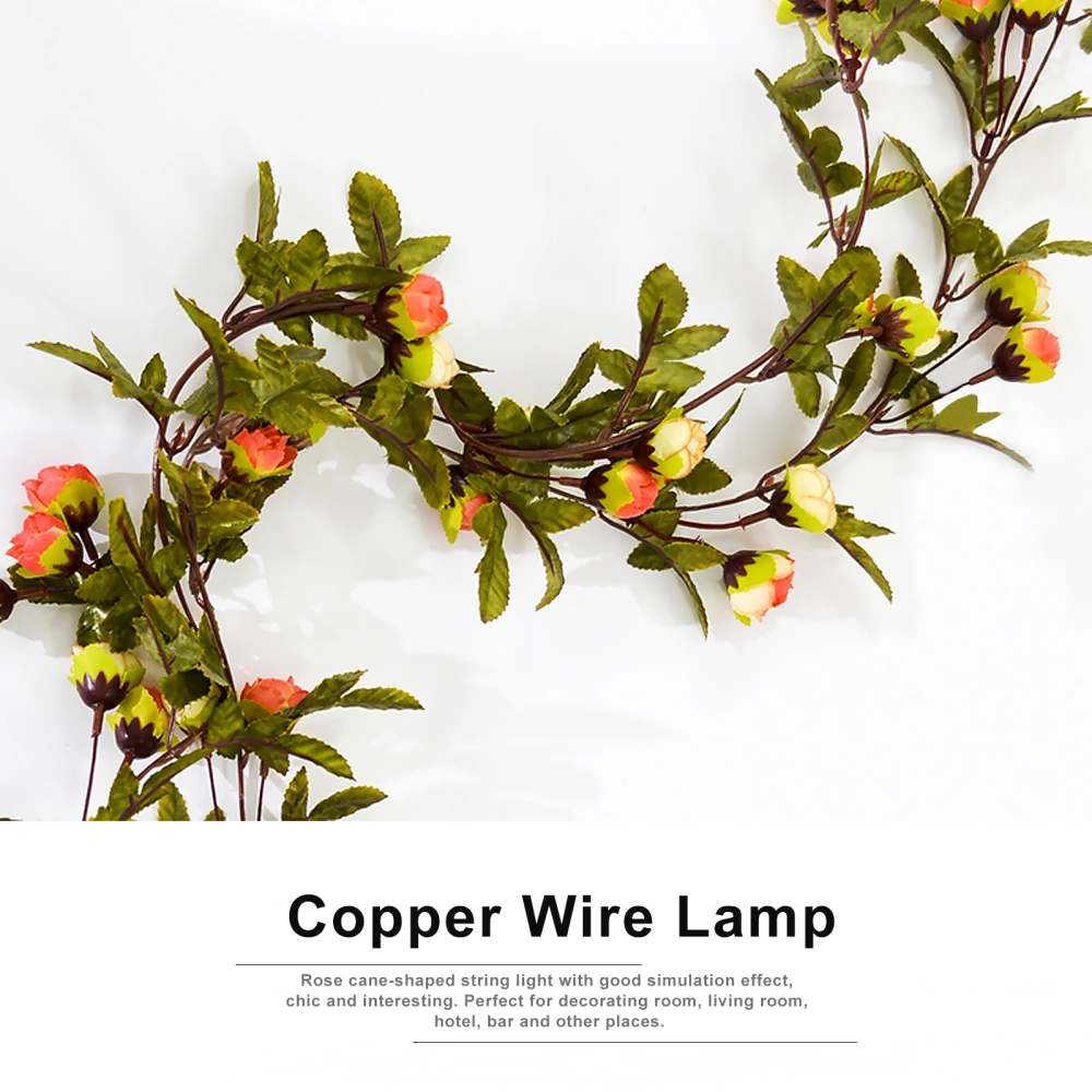 Rose Vine String Lights LED Copper Wire Lights Room Light with No Battery