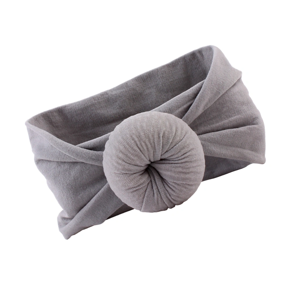 Children Hair Accessories Baby Hair Super Nylon Hair Band Cotton Baotou Baby Head Warmer(Grey)