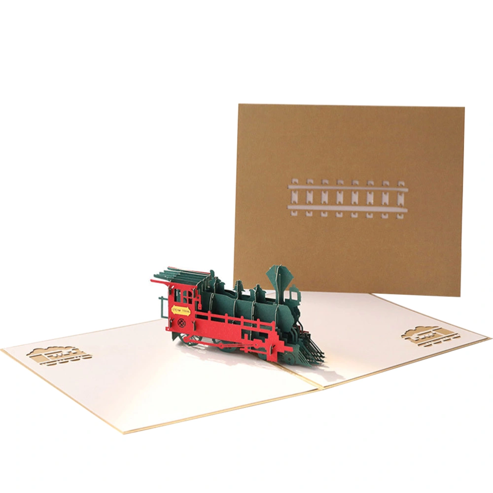 1 Pc 3D Small Train Creative Handmade Retro Greeting Business Customed Greeting for Graduate Birthday