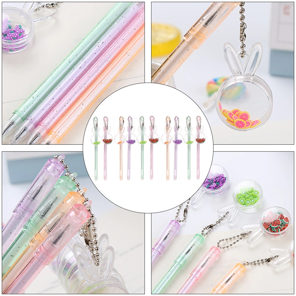 10pcs Pendant Gel Pen Stationery Lovely Student Writing Pen (Mixed Style)