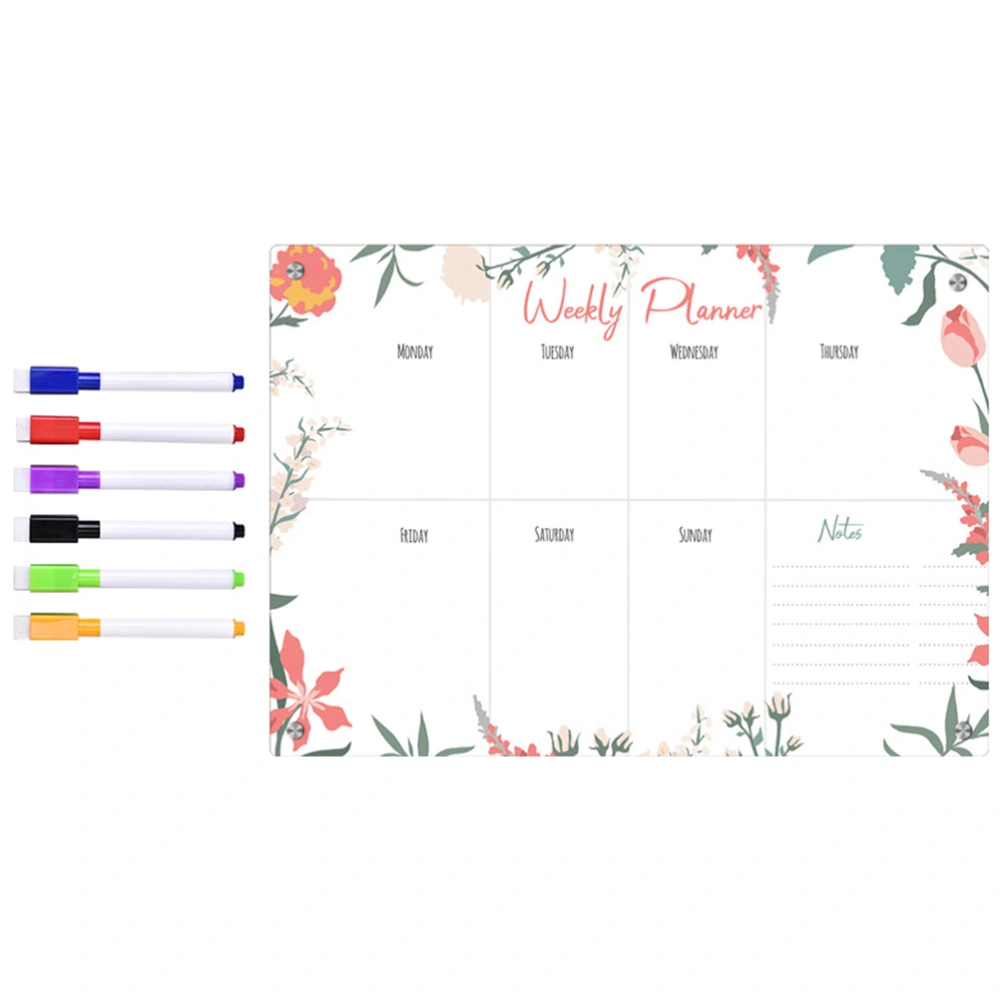 1 Set Flower Edge Dry Erase Planner Board Magnetic Dry Erase Board Magnetic Acrylic Fridge Board