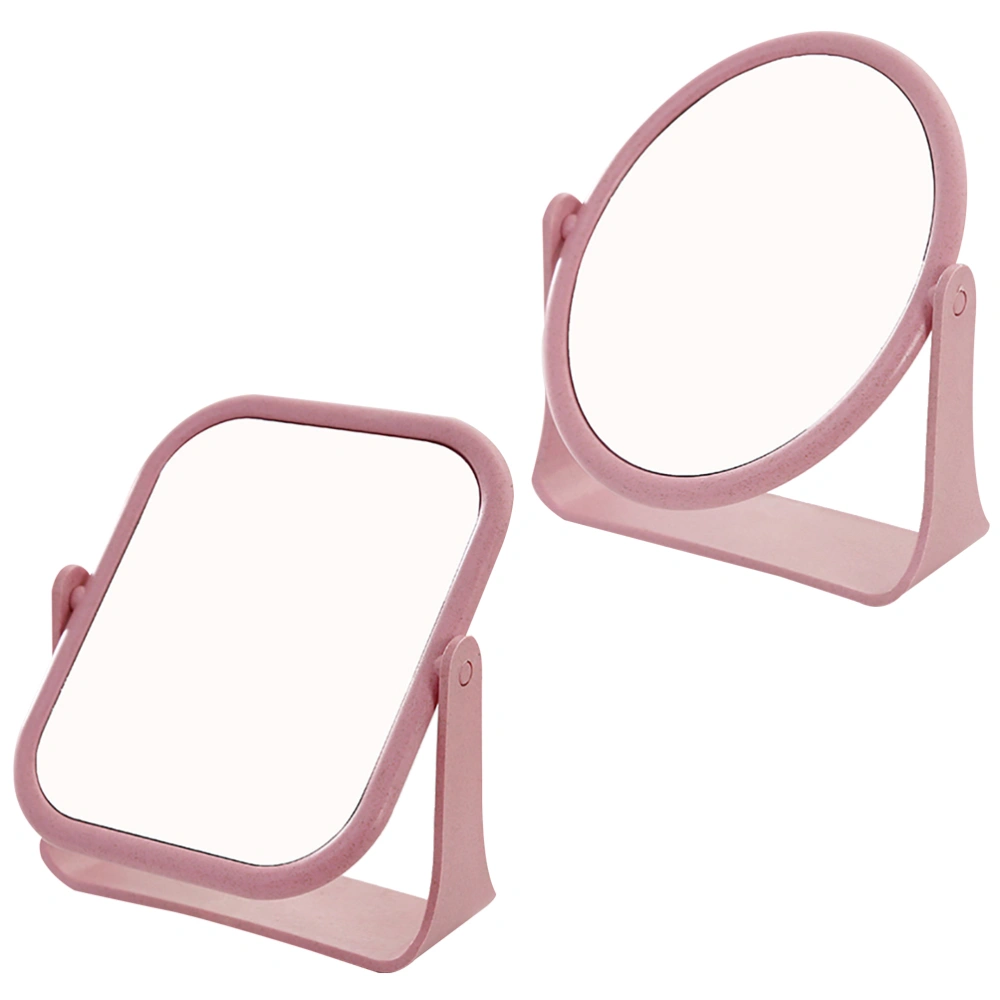 2Pcs Makeup Mirrors Double-sided Mirrors Rotatable Cosmetic Mirrors Chic Desktop Dresser Mirrors (1Pc Purple Oval Mirror 1Pc Purple Square Mirror)