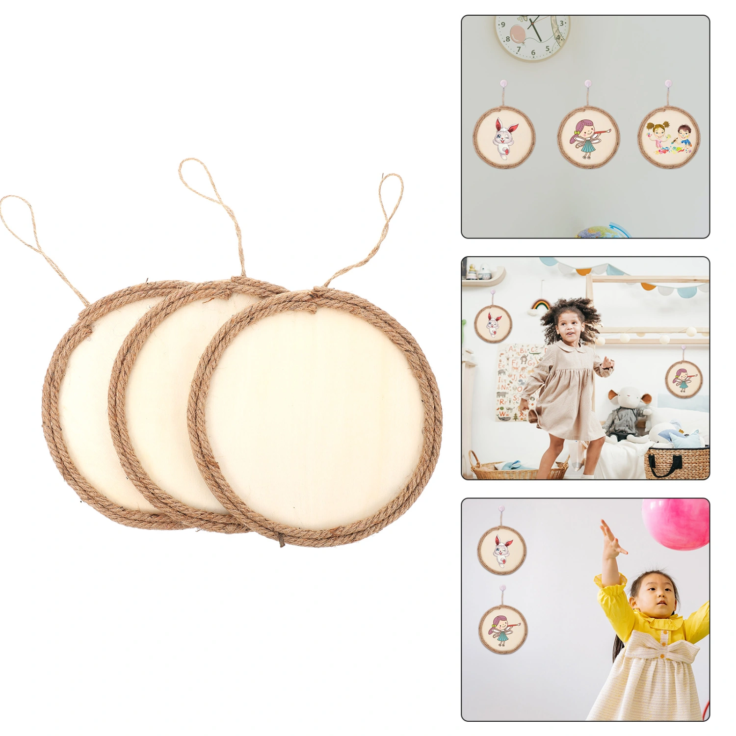 3pcs Wooden Picture Frames DIY Handmade Photo Holders Blank Pictures Frames