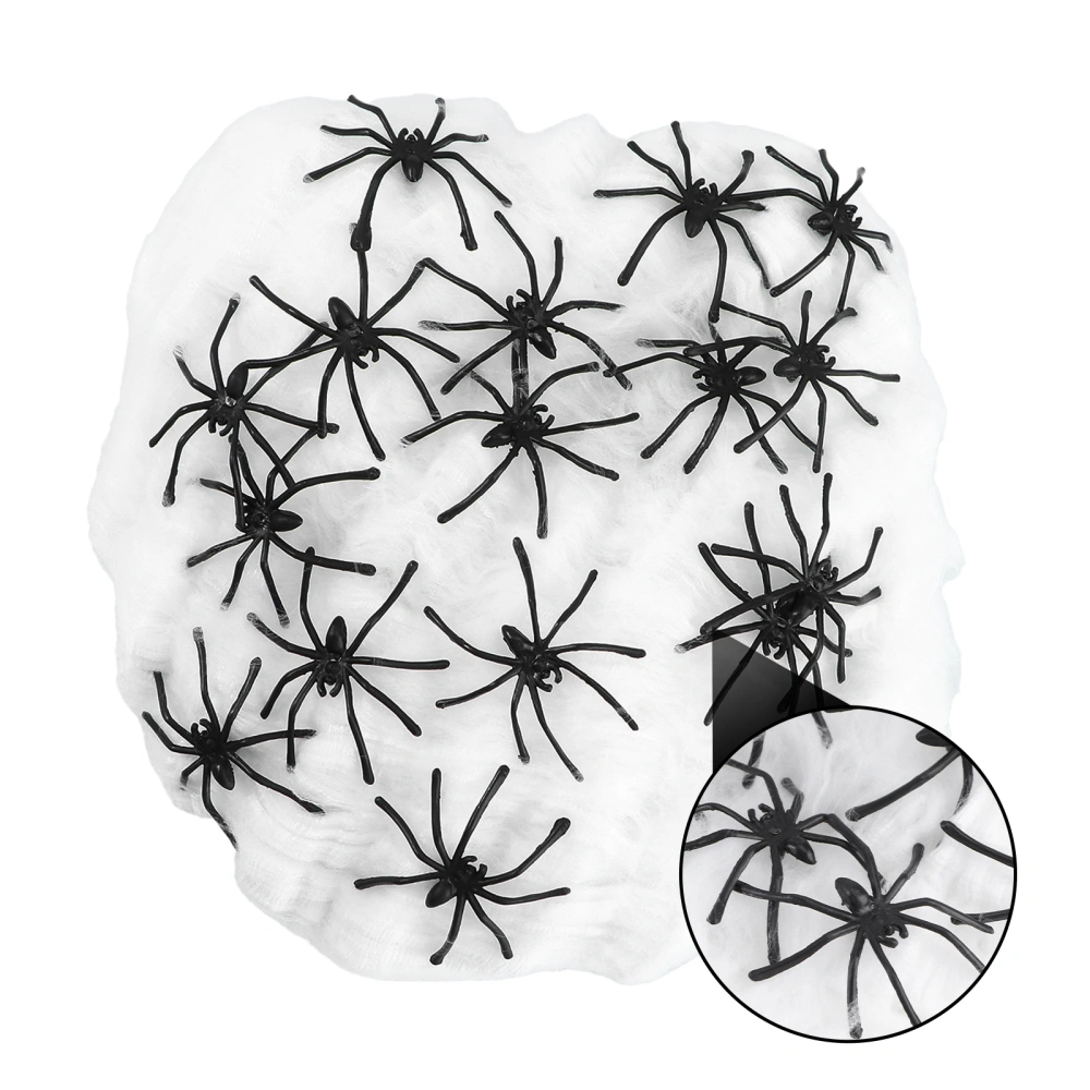 1 Set of Halloween Spider Props Festival Layout Props Adornments with Web Black