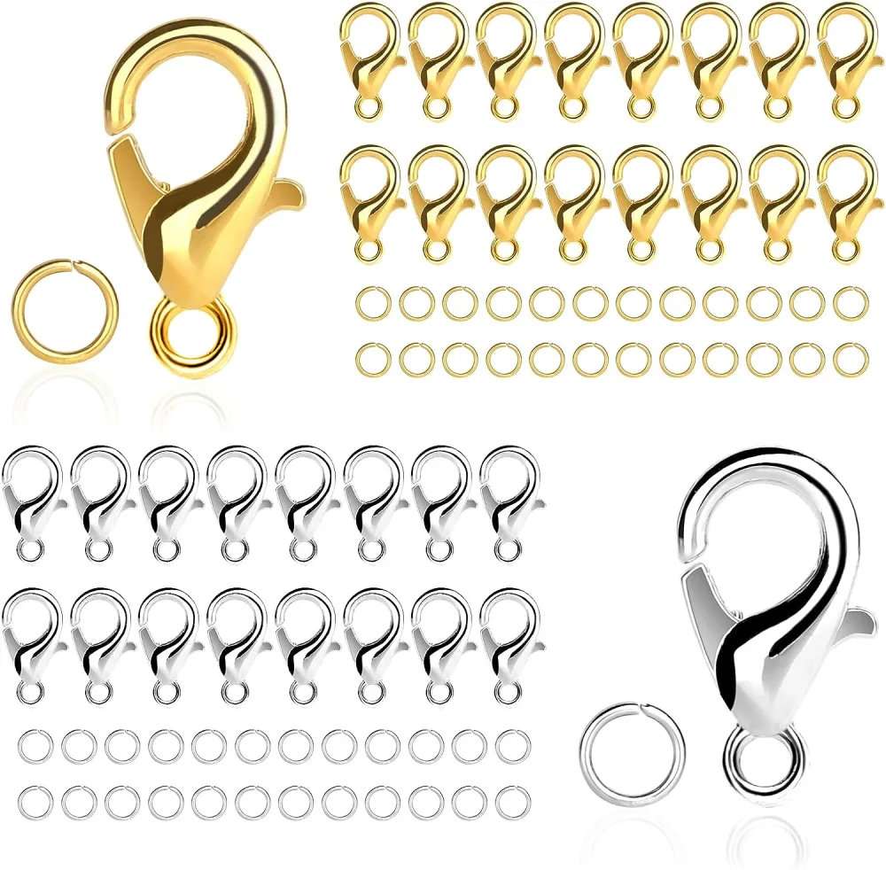 1 Set Jewelry Finding Kit Lobster Claw Clasps Open Jump Rings for Diy Jewelry Making