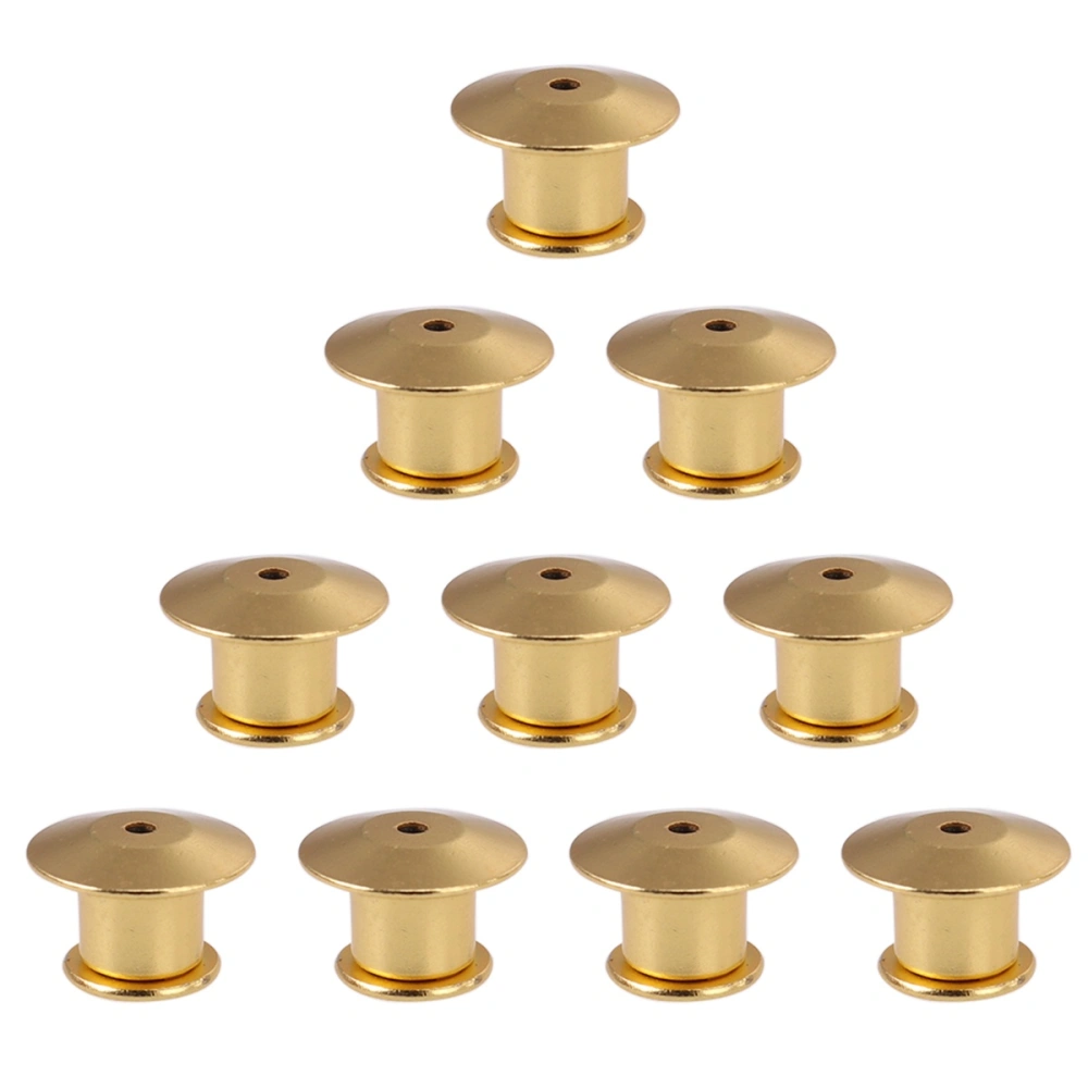 10pcs Locking Pin Backs Metal Locking Clasp Pin Keepers for Displaying Badge Books Hats Bags (Gold)