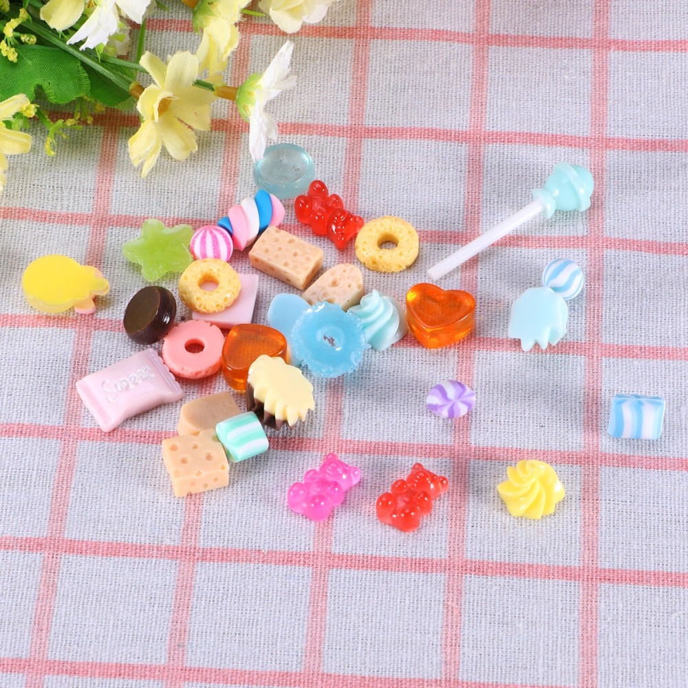 30pcs Candy Series Sticker Resin DIY Sticker Craft Ornament for Jewelry Phone Case Photo Frame